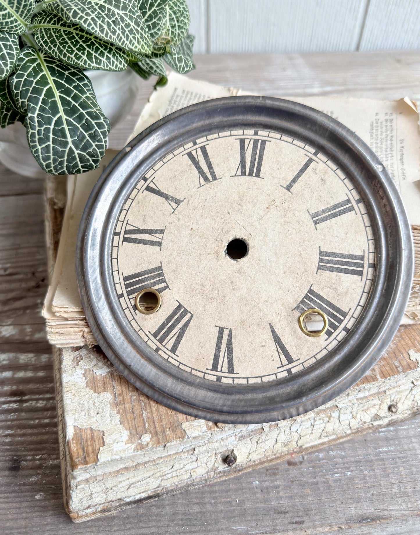 Antique Clock Face Dial SESSIONS Silver Farmhouse Decor Industrial Salvage Parts