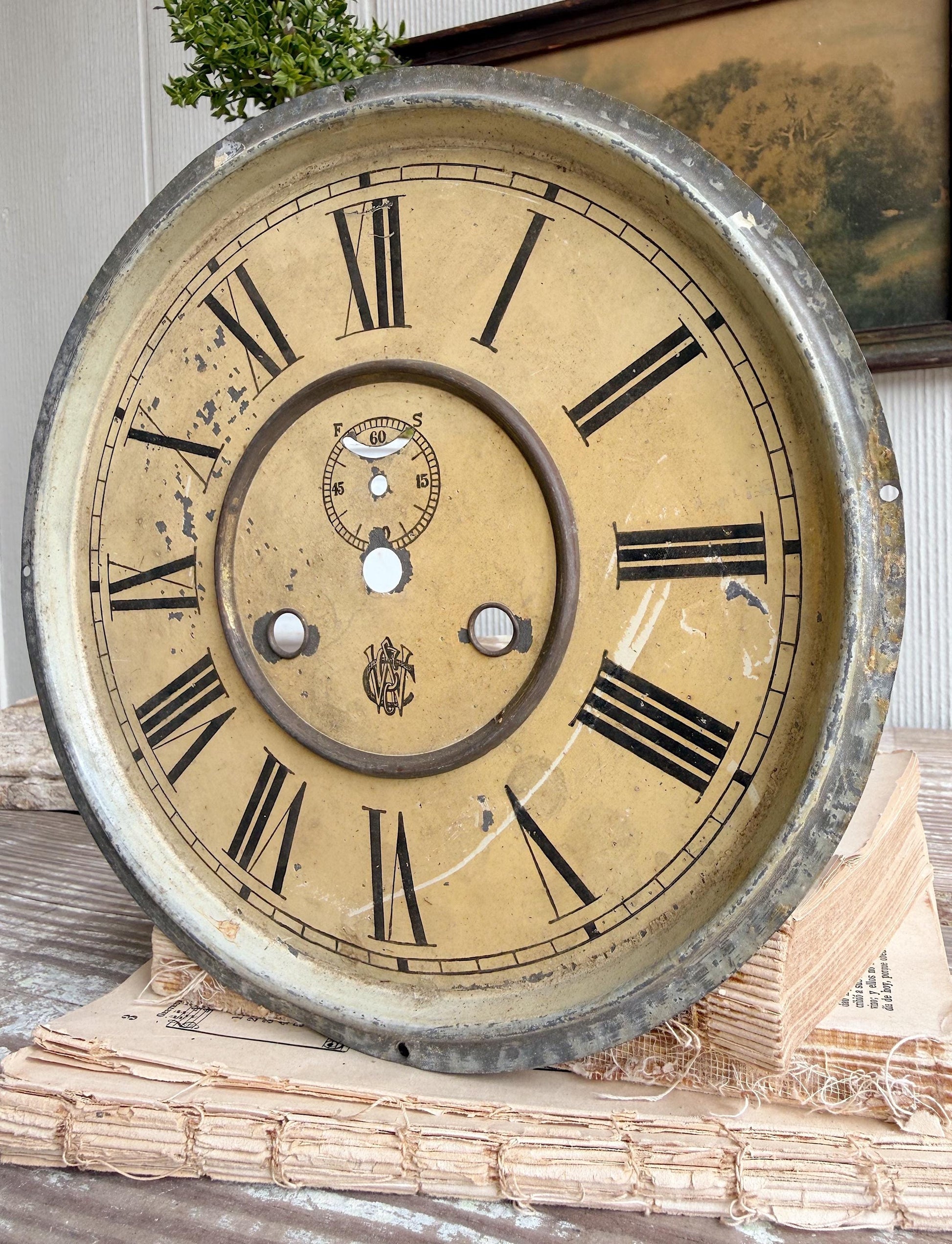 Antique Clock Face Dial Farmhouse Decor Industrial Salvage