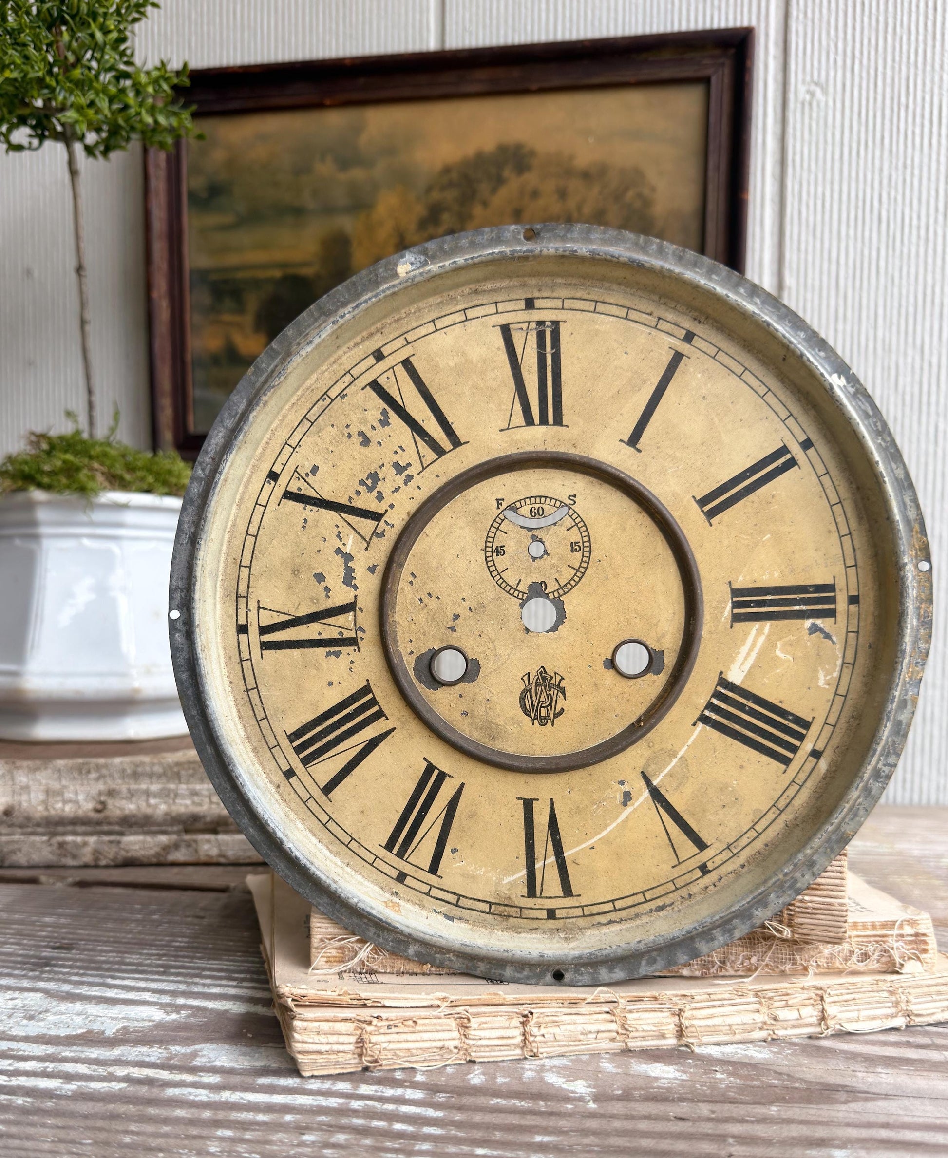 Antique Clock Face Dial Farmhouse Decor Industrial Salvage