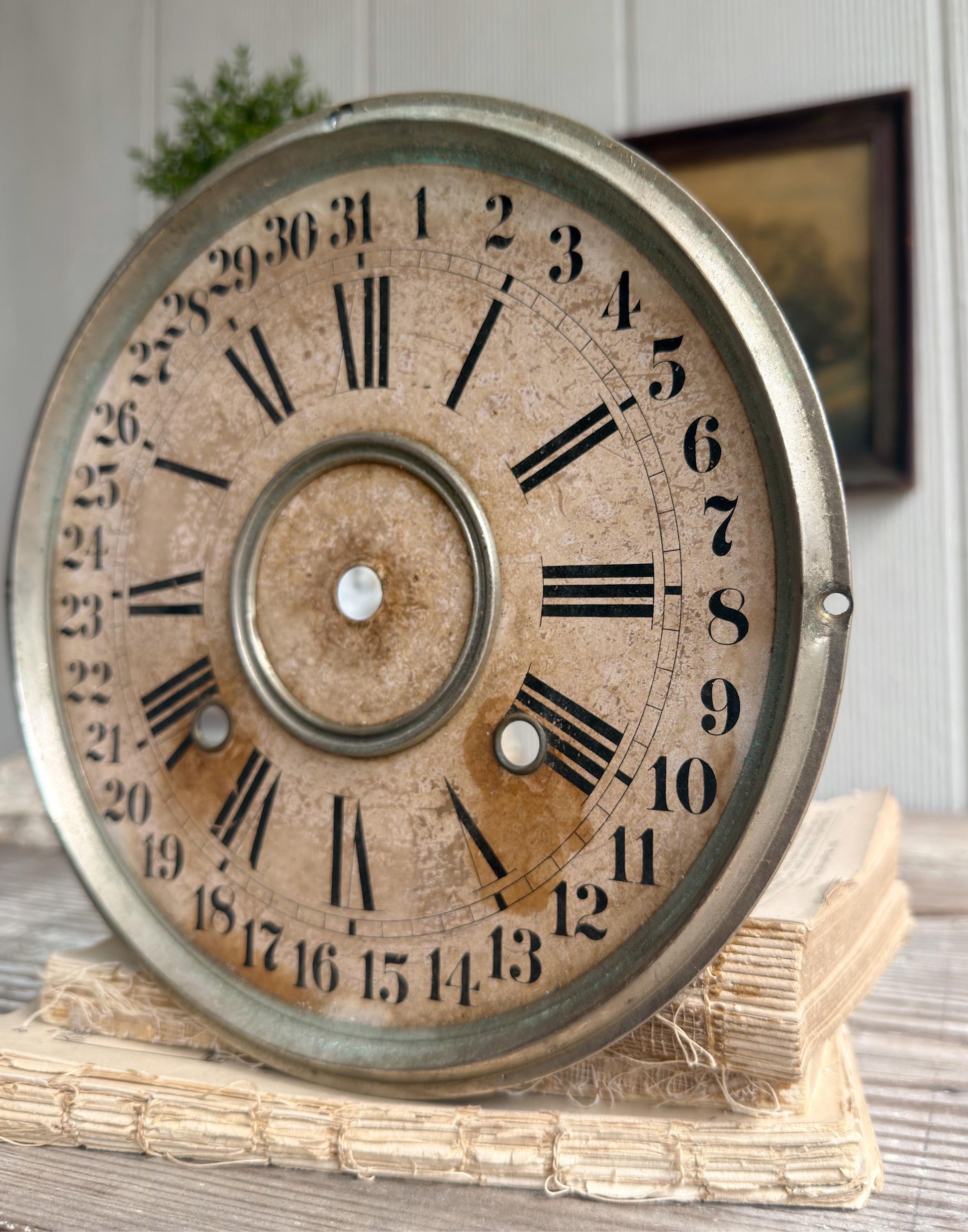 Antique Clock Face Dial Farmhouse Decor Industrial Salvage