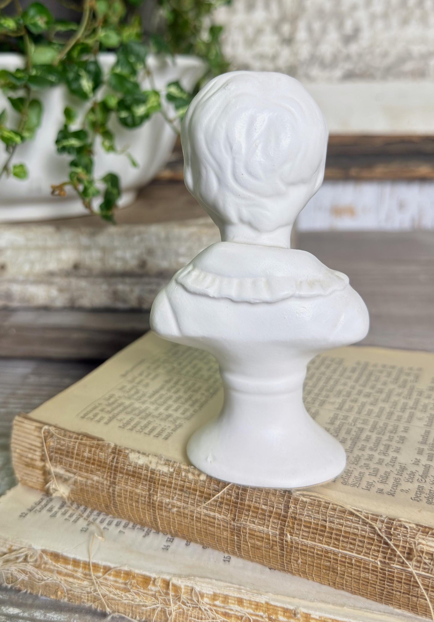 Vintage BOY Bust NAPCOWARE JAPAN White Bisque Victorian Farmhouse Decor Statue