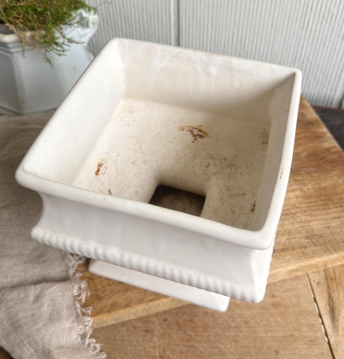 Vintage McCOY Compote Planter Creamy White Ceramic Container Farmhouse Garden Decor USA
