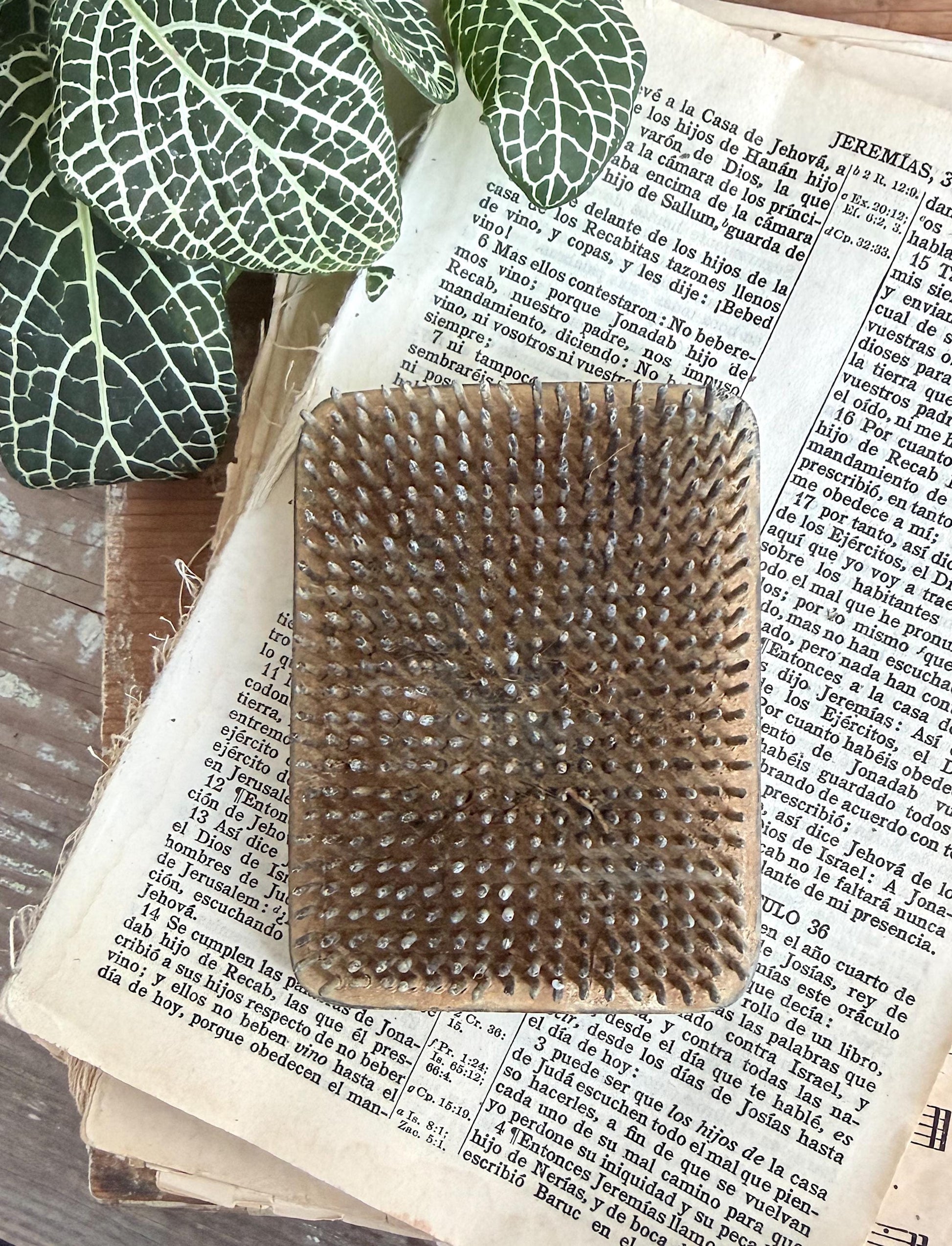 Vintage Metal Floral Frog RECTANGLE Flower Holder Farmhouse Decor Spike