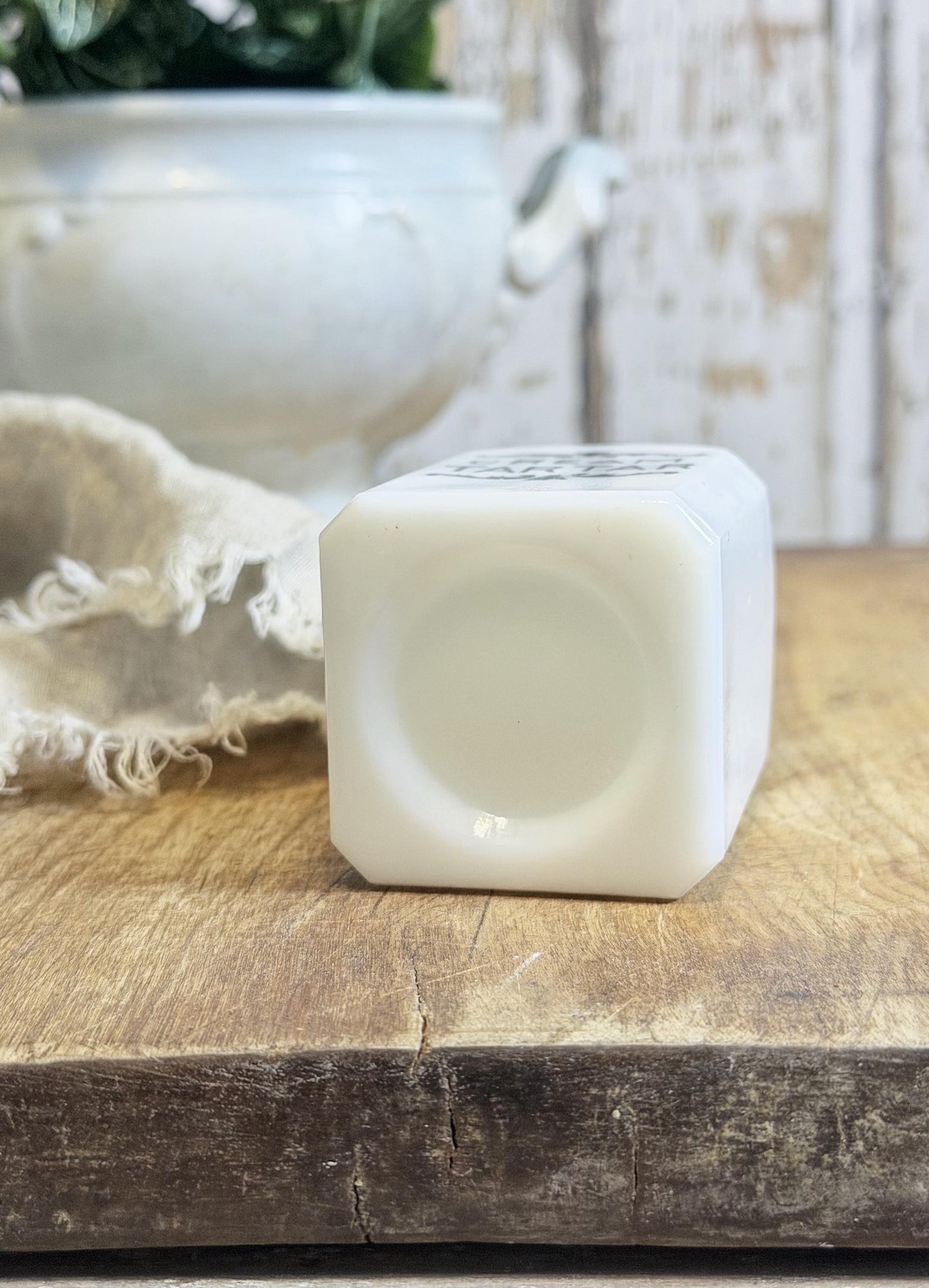 Antique Milk Glass SPICE Bottle With Lid CREAM TARTAR Farmhouse Kitchen Decor Seasoning Jar