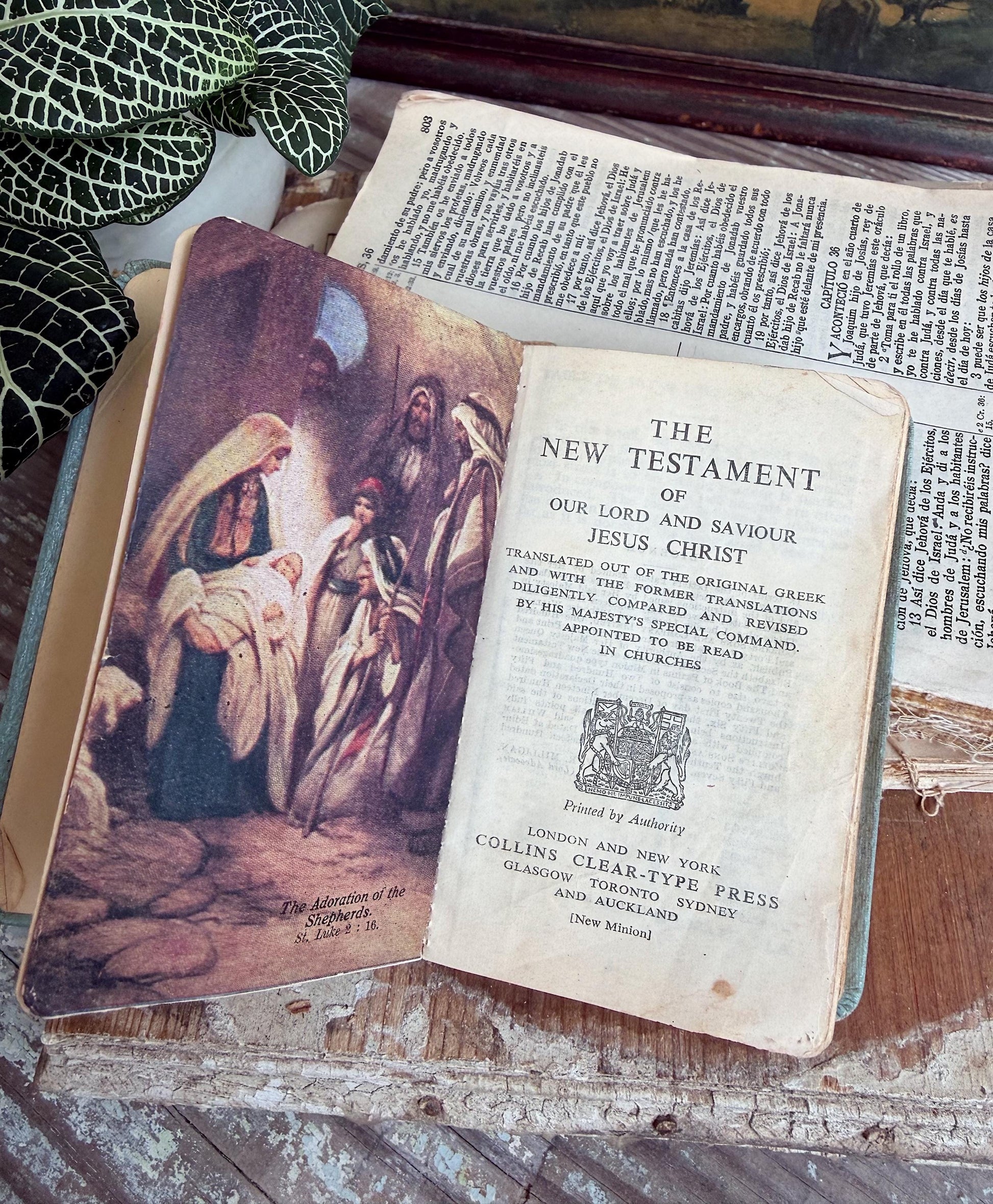 Vintage New Testament Pocket Bible Inspirational Book Church Decor 1950 Blue