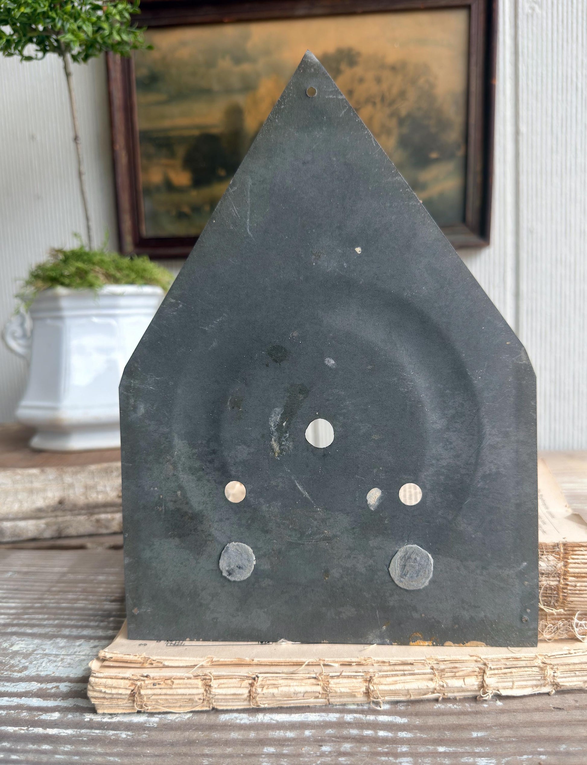 Antique Clock Face Steeple Farmhouse Decor Industrial Salvage Decor Vintage Metal Dial Painted Chippy Brewster Ingrahams
