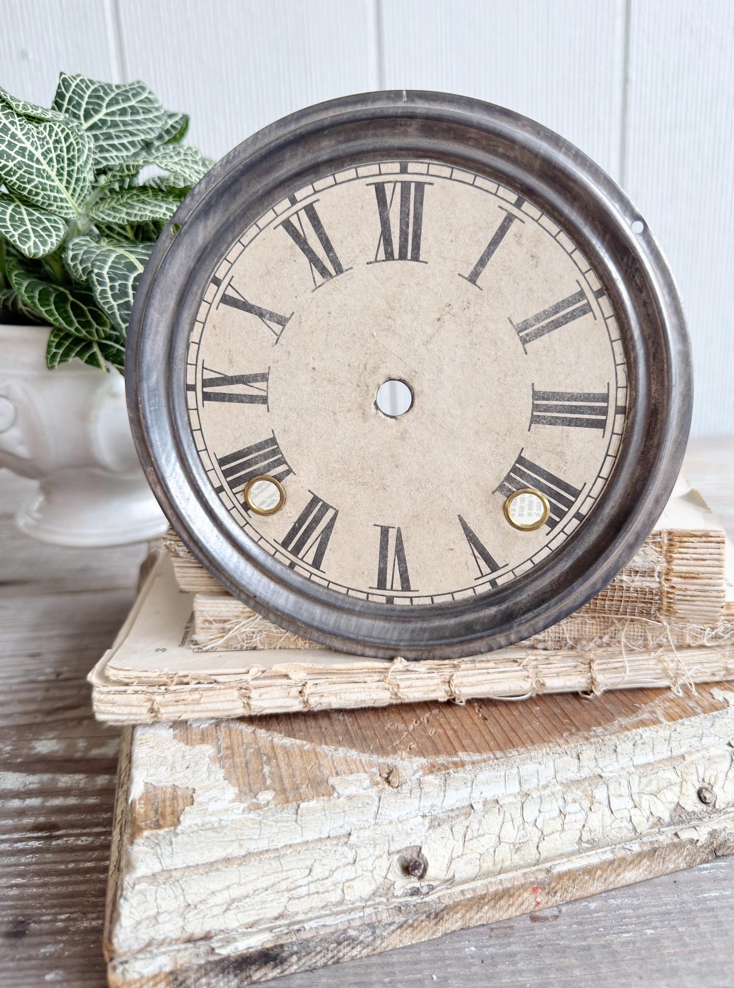 Antique Clock Face Dial SESSIONS Silver Farmhouse Decor Industrial Salvage Parts