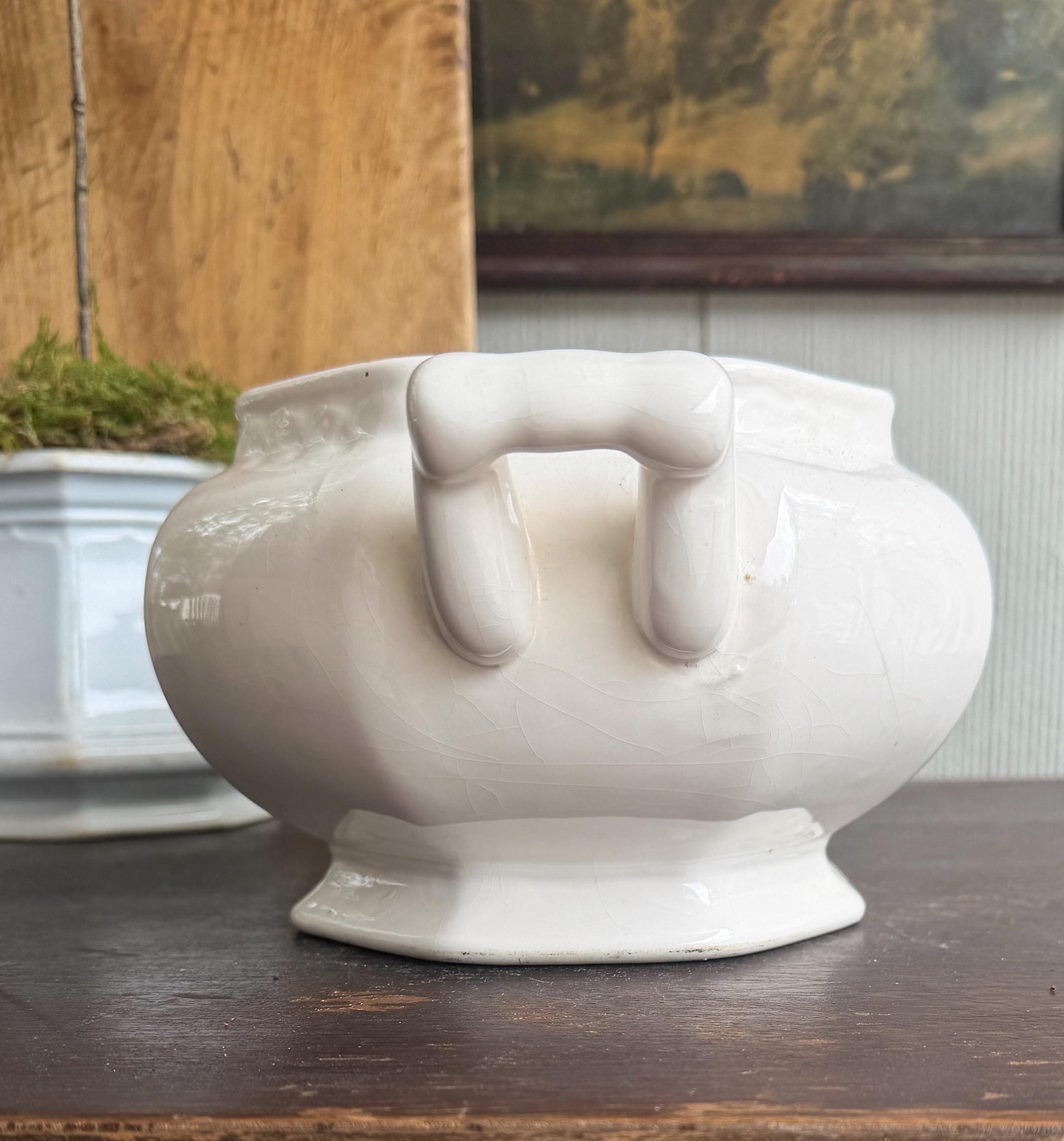 Vintage Compote Tureen Bowl Footed Farmhouse Decor
