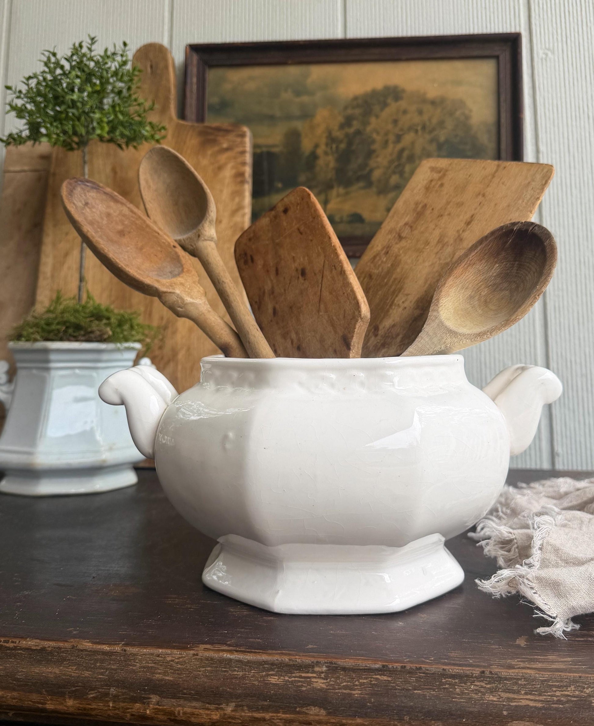 Vintage Compote Tureen Bowl Footed Farmhouse Decor