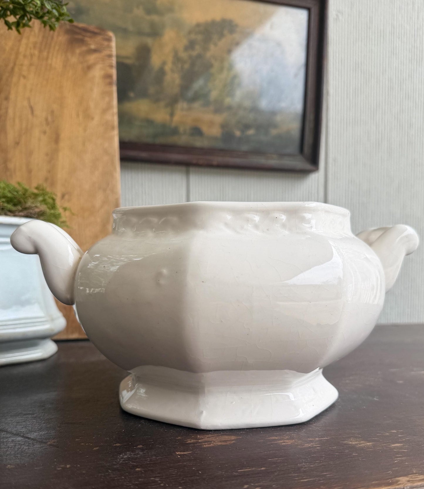 Vintage Compote Tureen Bowl Footed Farmhouse Decor
