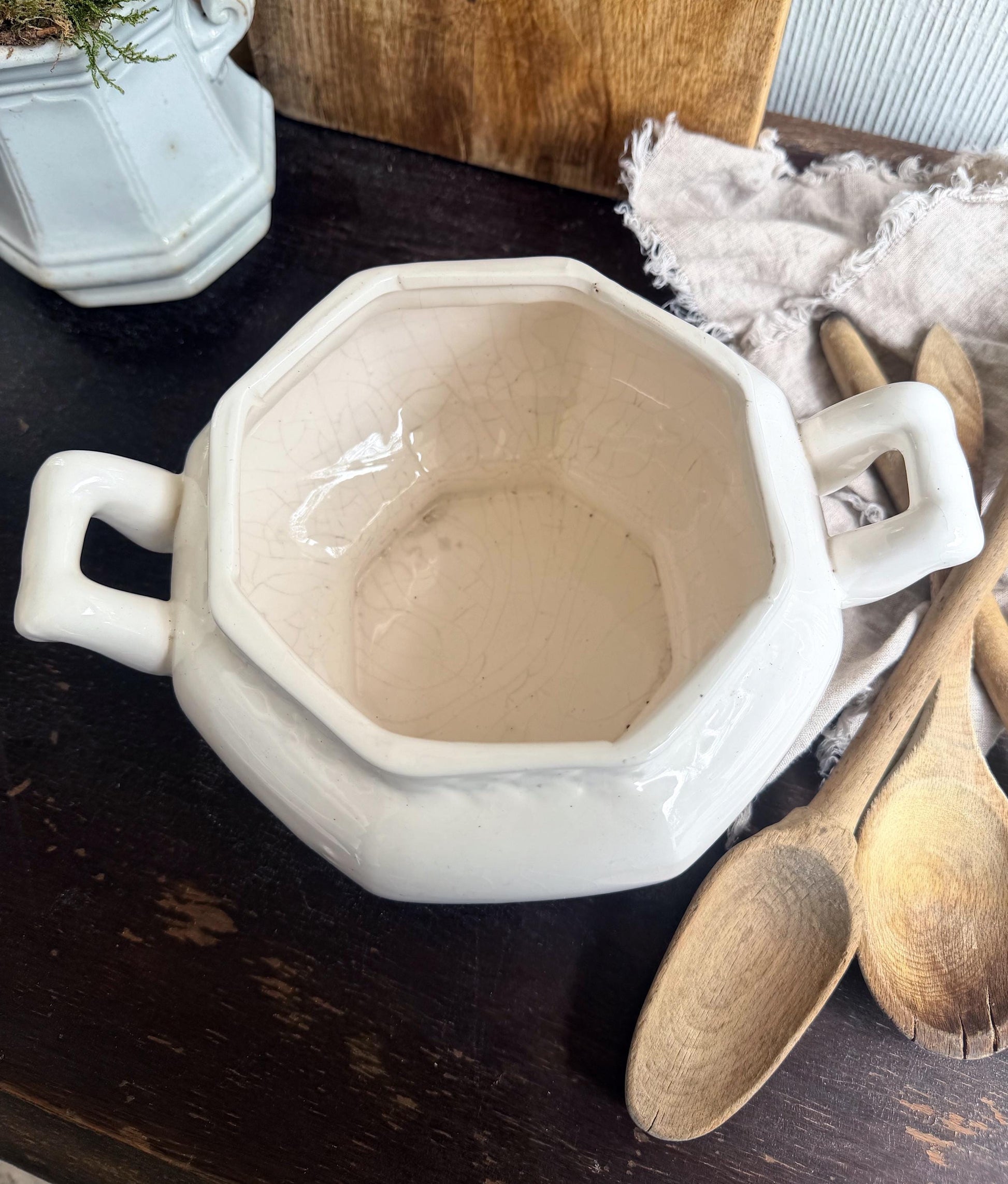 Vintage Compote Tureen Bowl Footed Farmhouse Decor