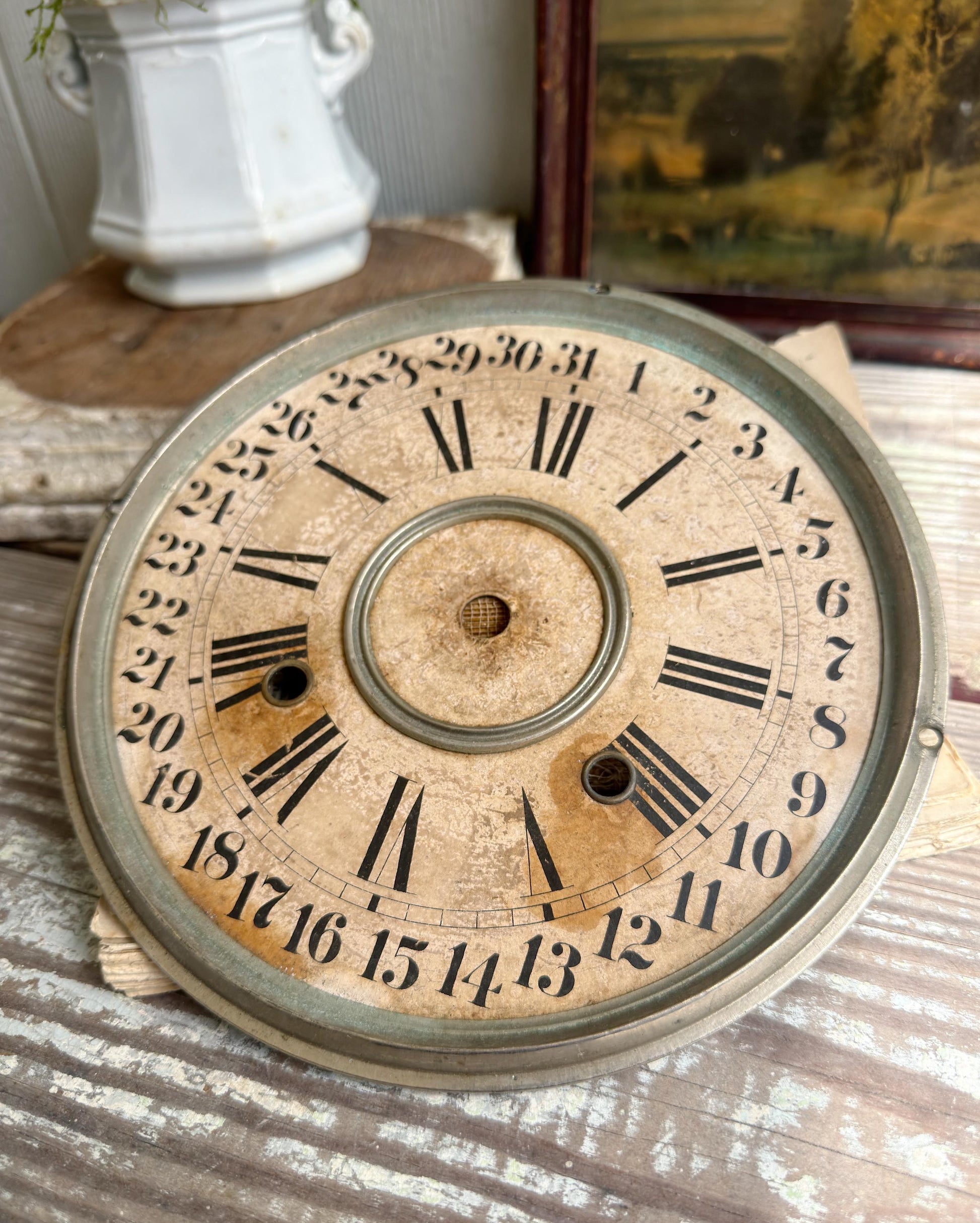 Antique Clock Face Dial Farmhouse Decor Industrial Salvage