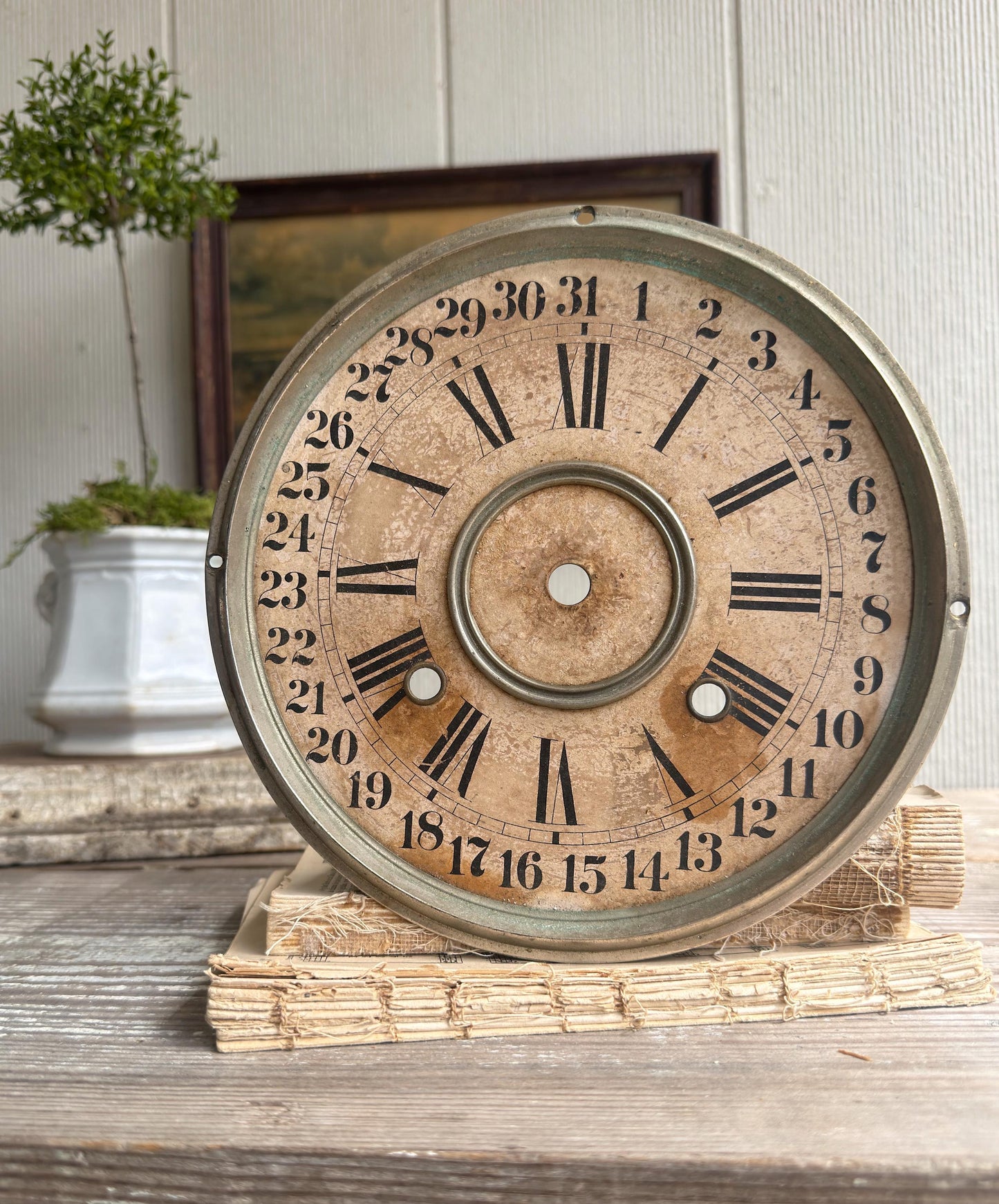 Antique Clock Face Dial Farmhouse Decor Industrial Salvage