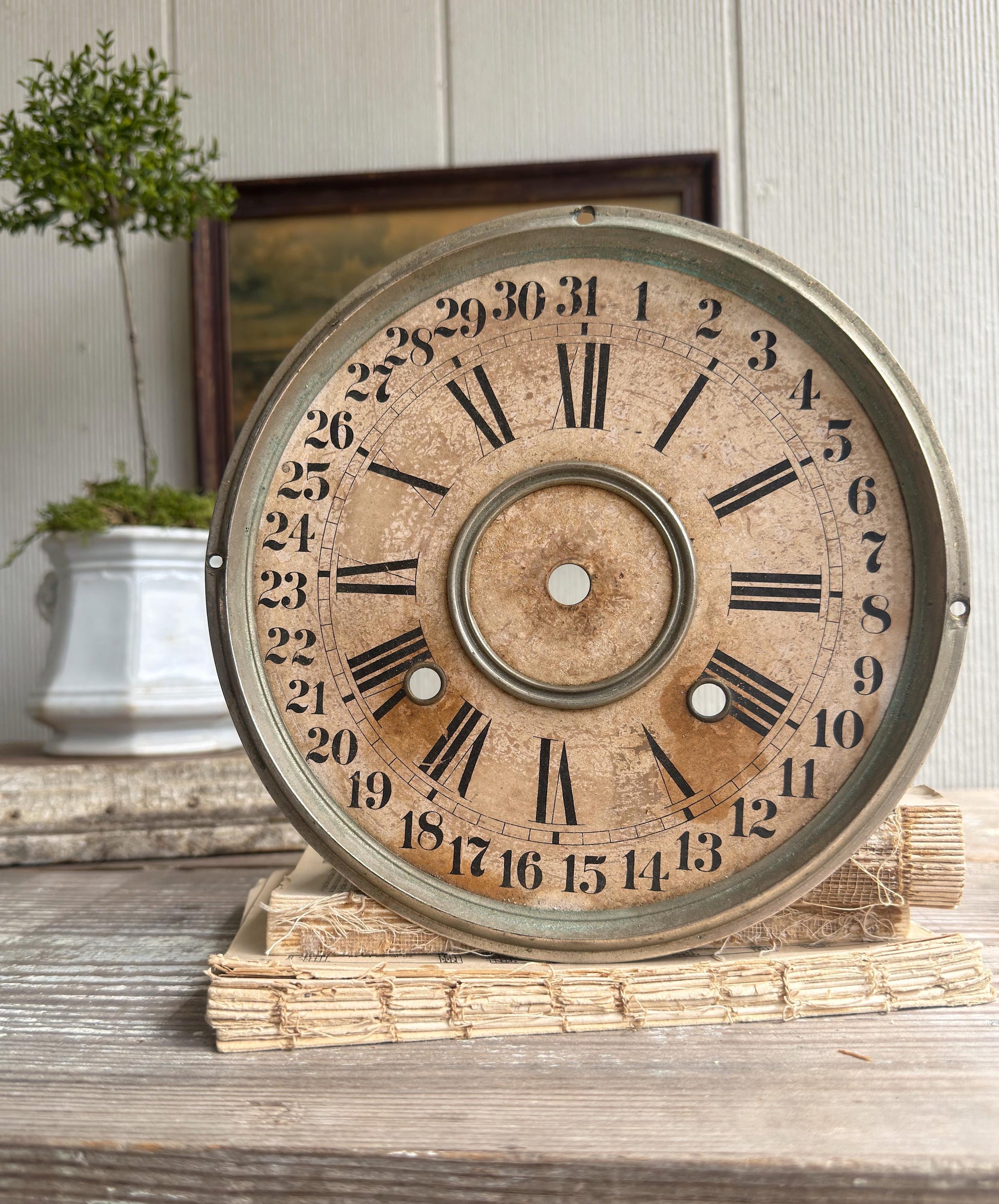 Antique Clock Face Dial Farmhouse Decor Industrial Salvage
