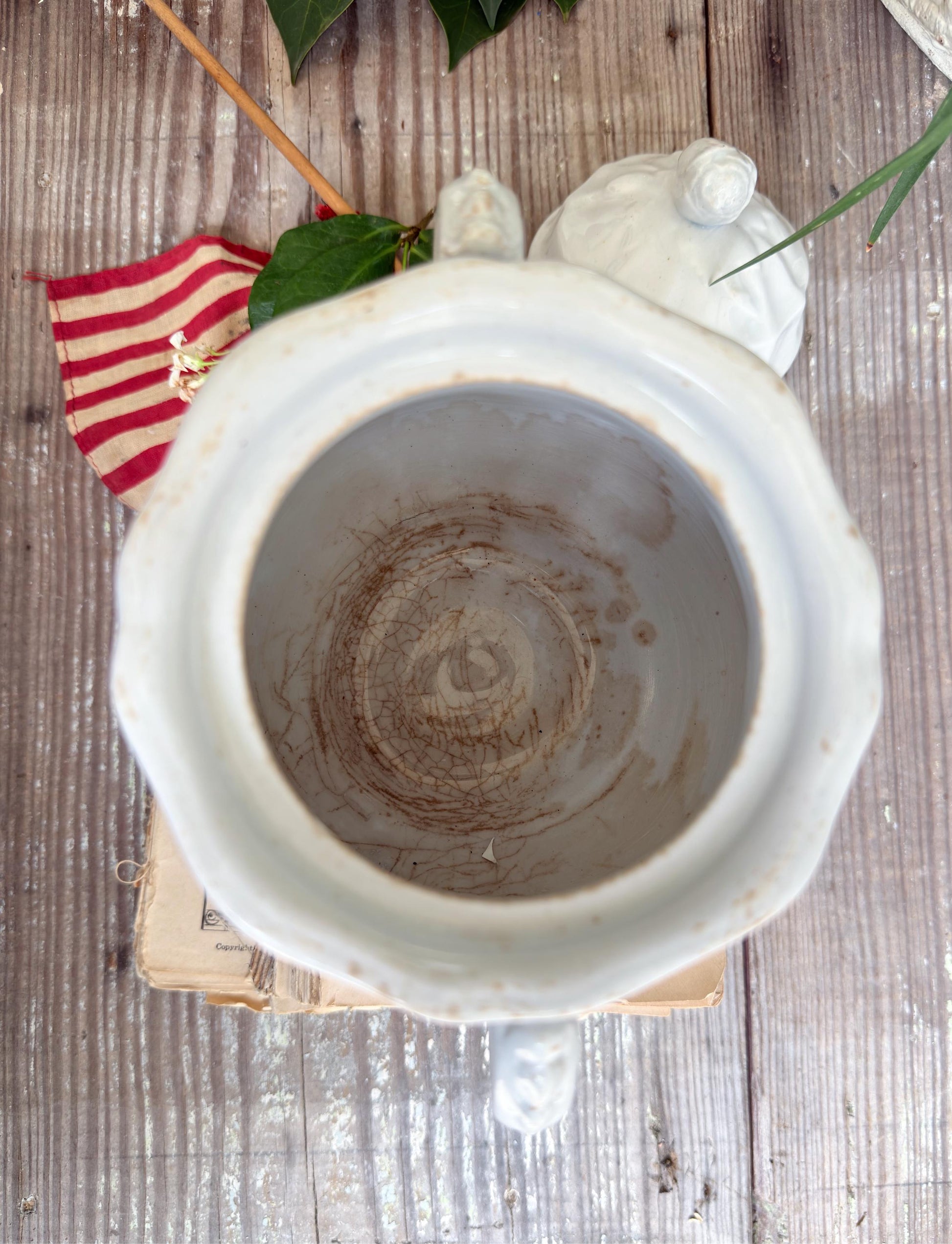 Antique Ironstone Sugar Bowl Biscuit Jar- Clementson Hanley England, Farmhouse Kitchen Decor