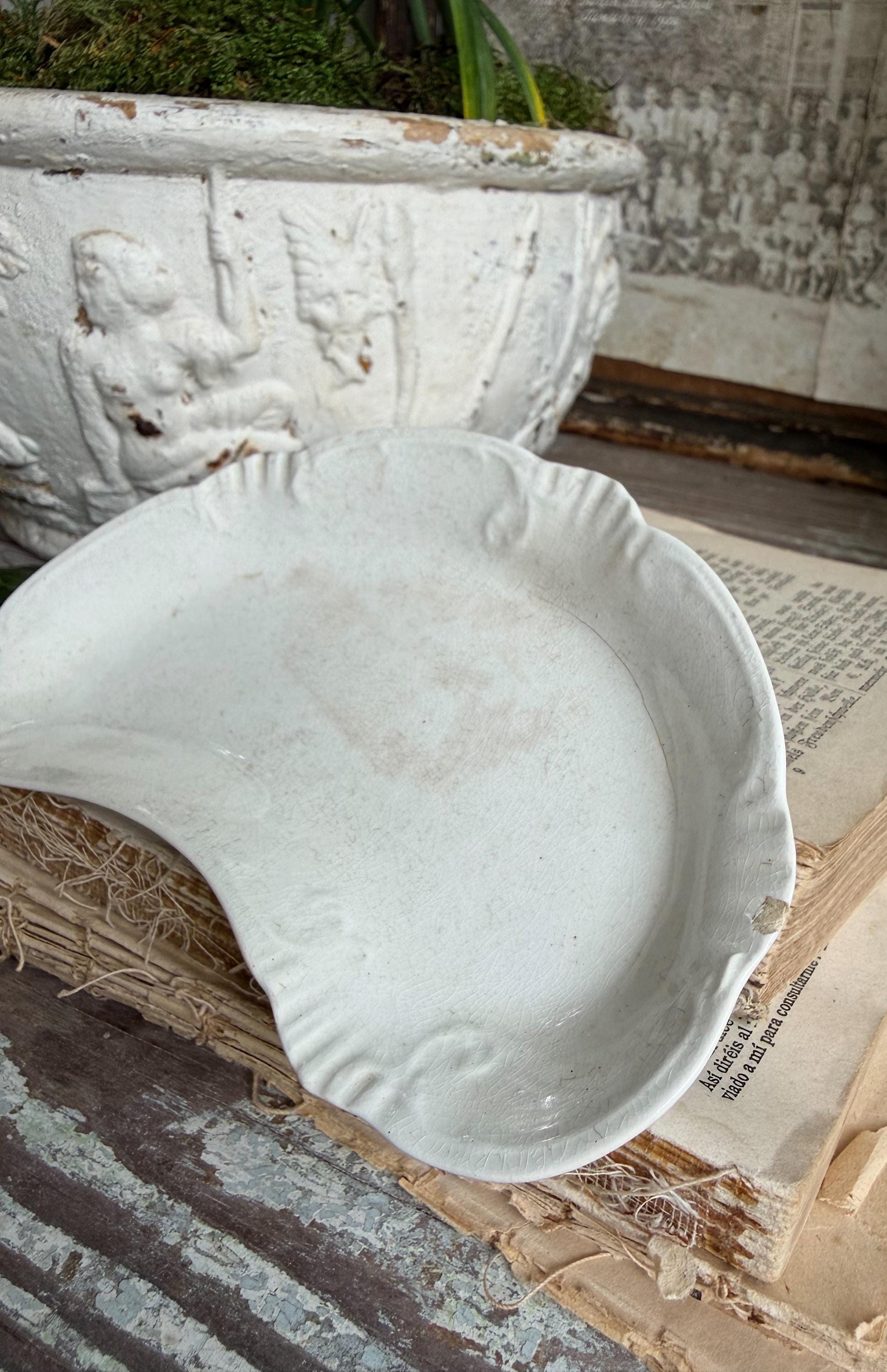 Antique Ironstone Bone Dish – English Soap Dish, Trinket Tray, Farmhouse Bathroom Decor Meakin