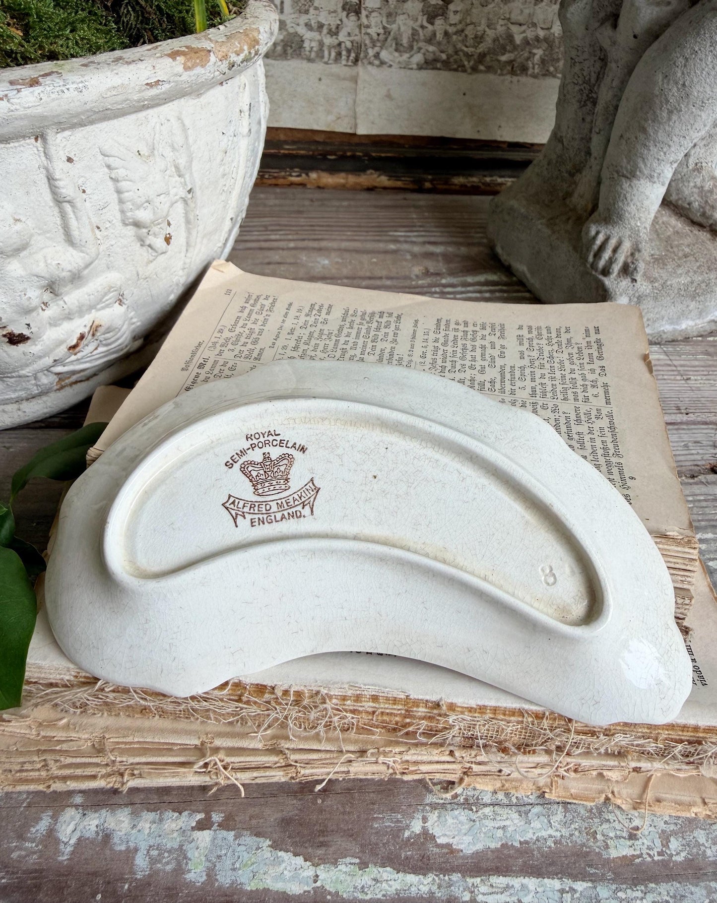 Antique Ironstone Bone Dish – English Soap Dish, Trinket Tray, Farmhouse Bathroom Decor Meakin