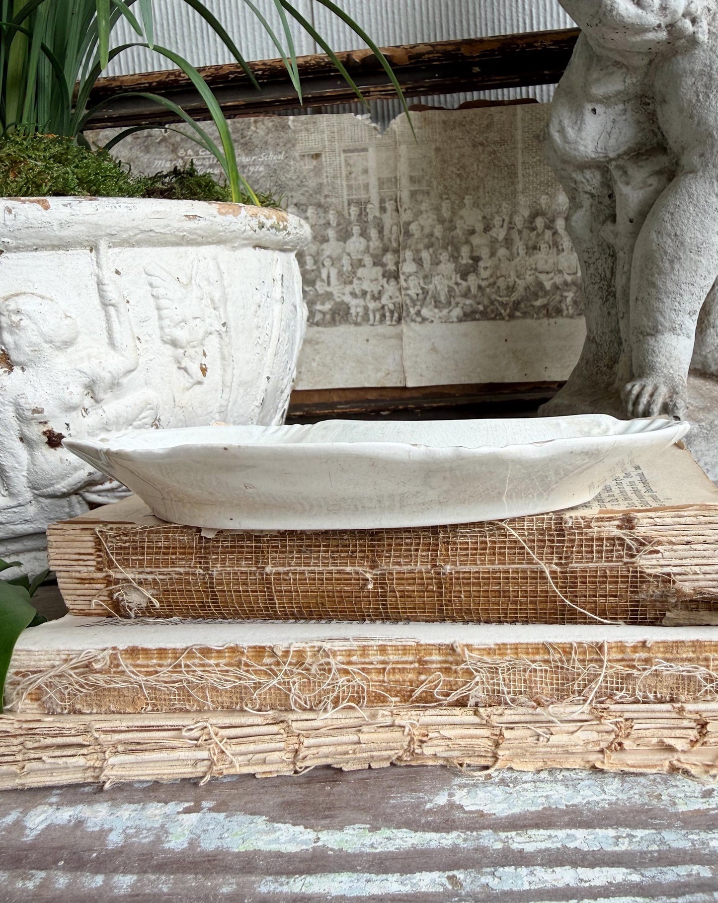 Antique Ironstone Bone Dish – English Soap Dish, Trinket Tray, Farmhouse Bathroom Decor Meakin