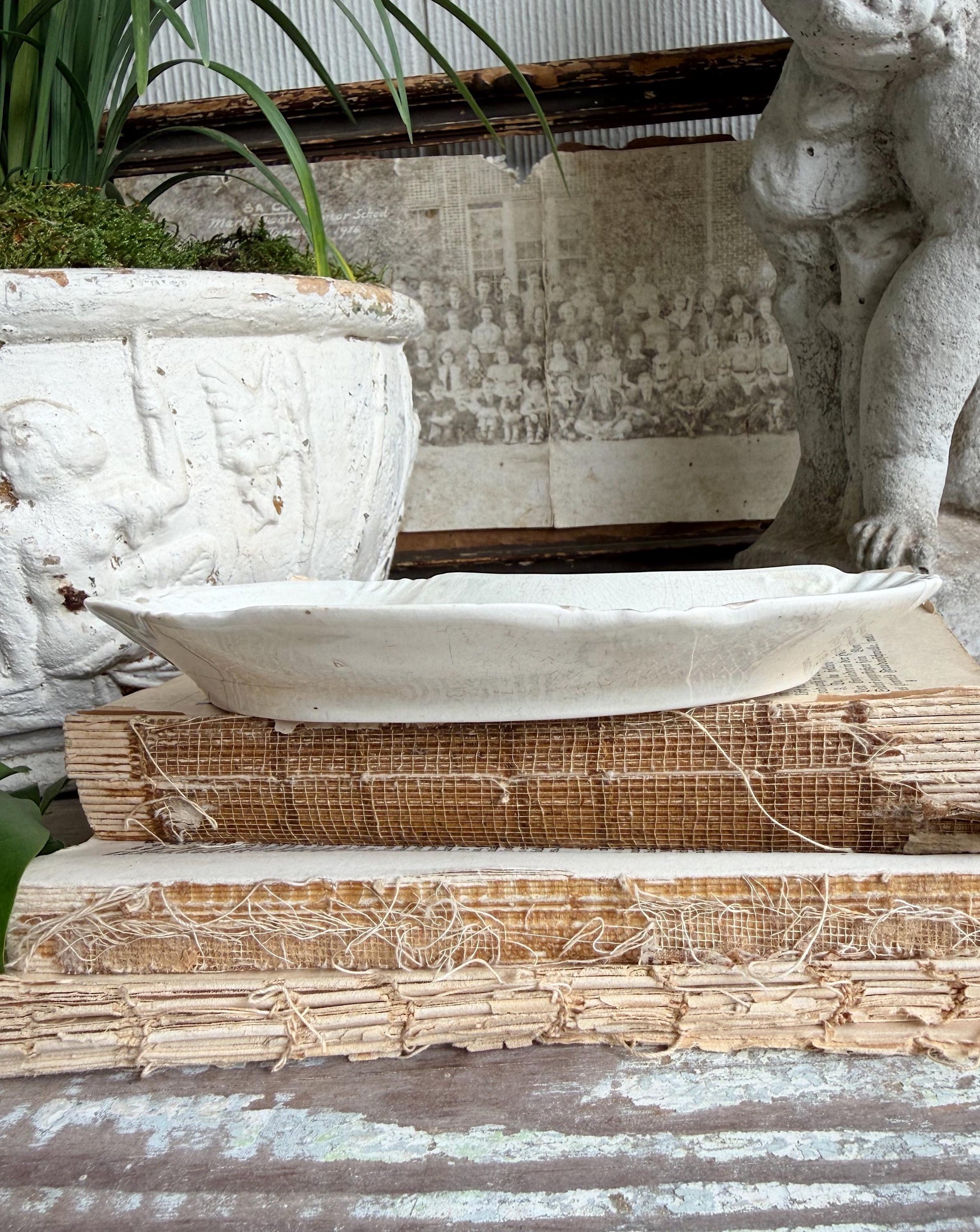 Antique Ironstone Bone Dish – English Soap Dish, Trinket Tray, Farmhouse Bathroom Decor Meakin