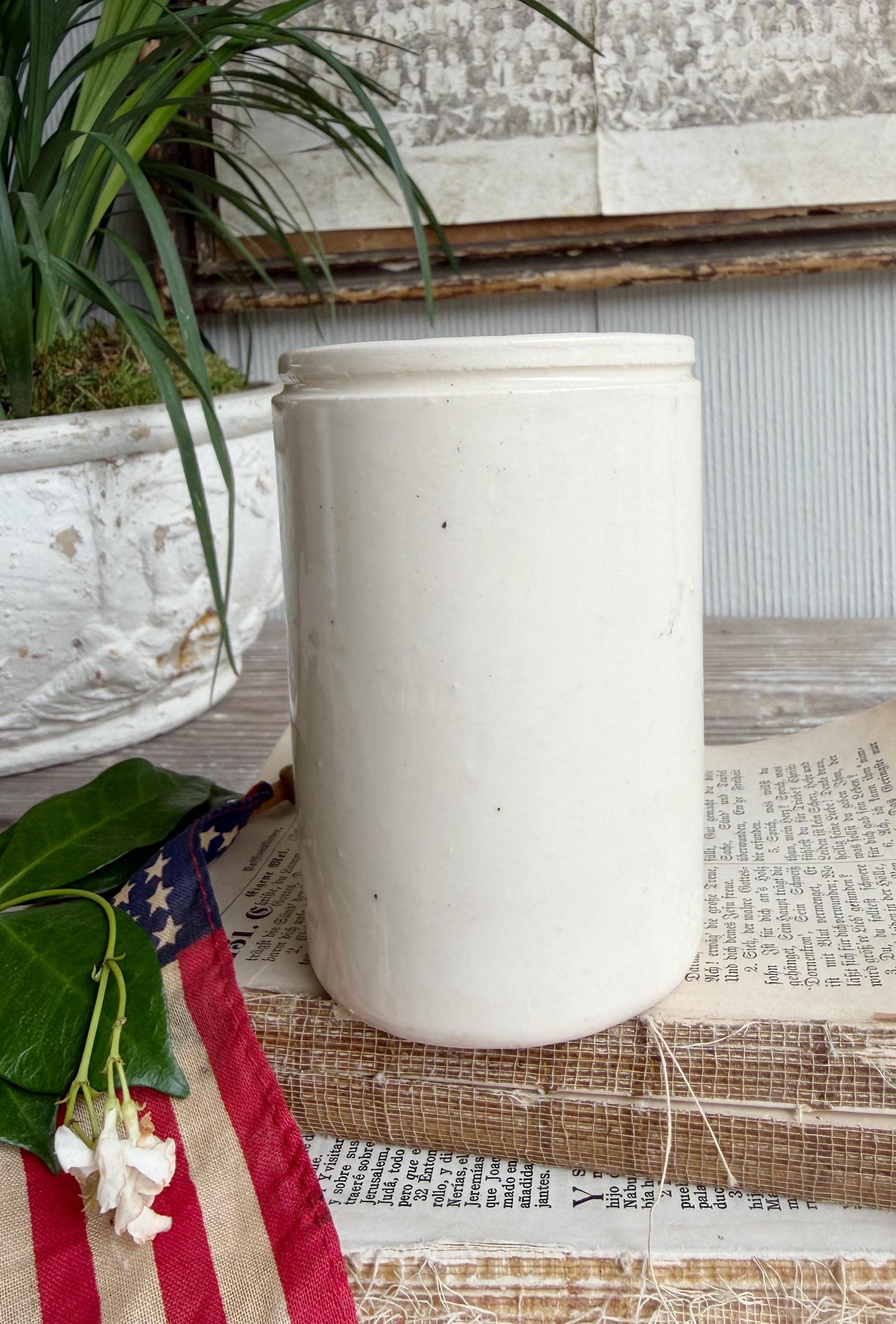 Antique Dundee Marmalade Pot – English Ironstone Crock, James Keiller & Son, 1797 Heart Mark, Farmhouse Decor