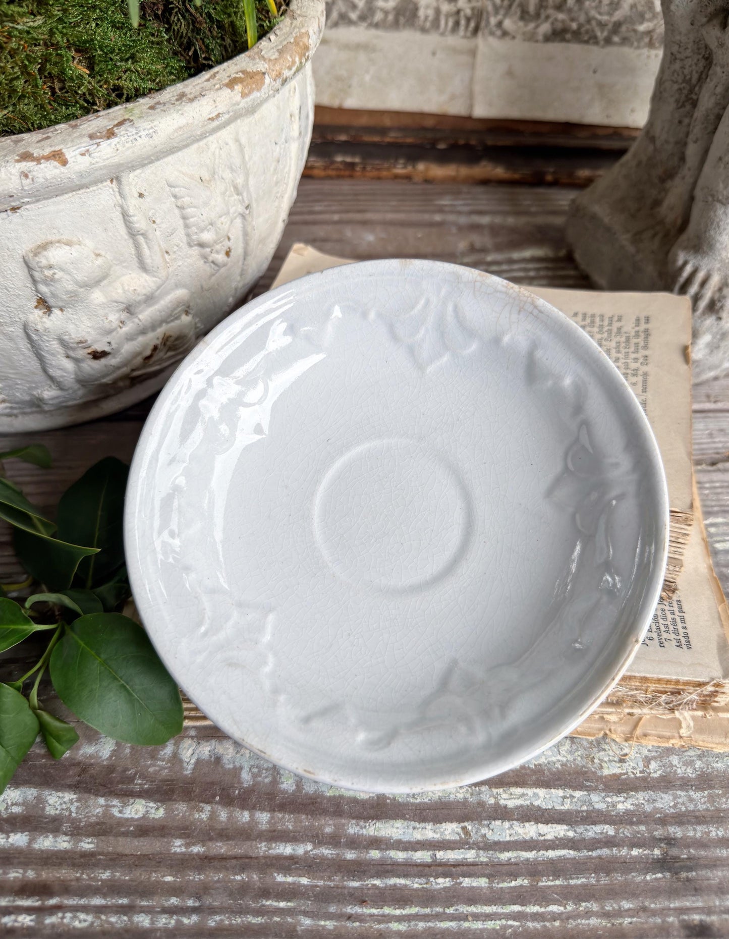 Wedgwood Ironstone Saucer – Antique White Dish, Small Bowl Plate, English Farmhouse Decor