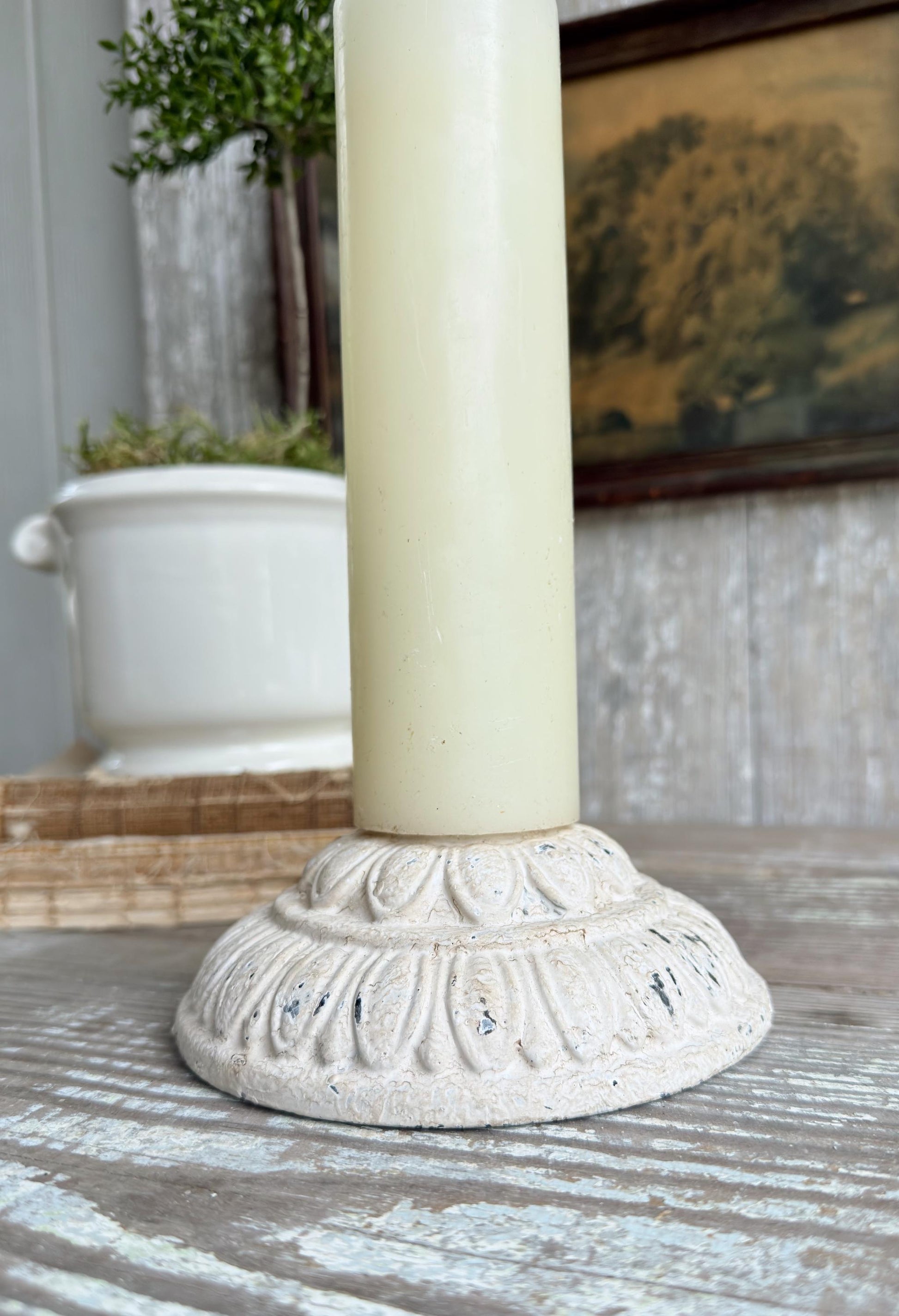 Light Fixture Part, Antique Cast Iron, Chippy White Architectural Salvage, Farmhouse Lighting Piece