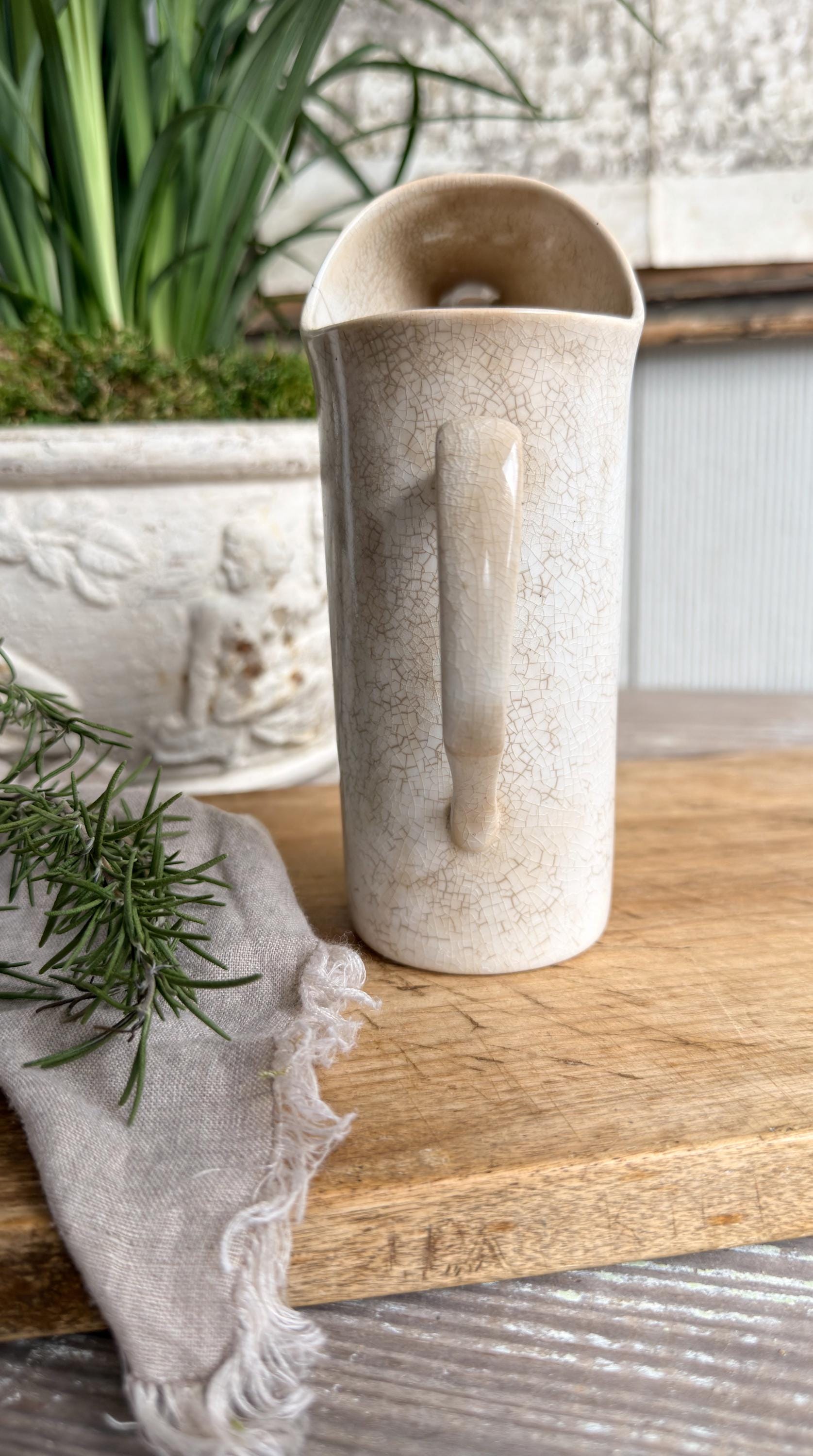 Ironstone Pitcher Schmid, Vintage Milk Creamer Jug, Farmhouse Kitchen Decor,