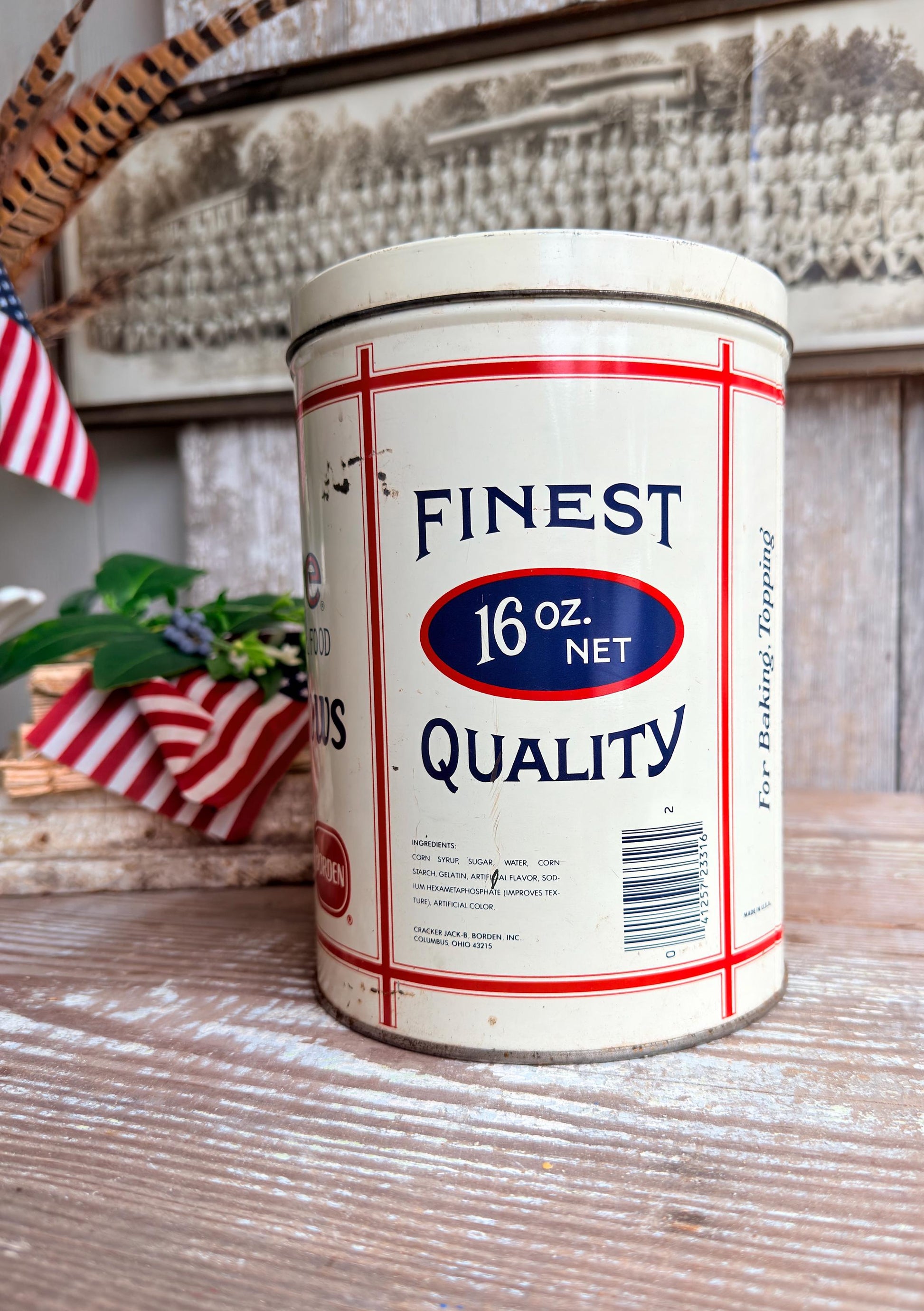 Vintage CAMPFIRE MARSHMALLOWS Tin Can Americana Farmhouse Decor