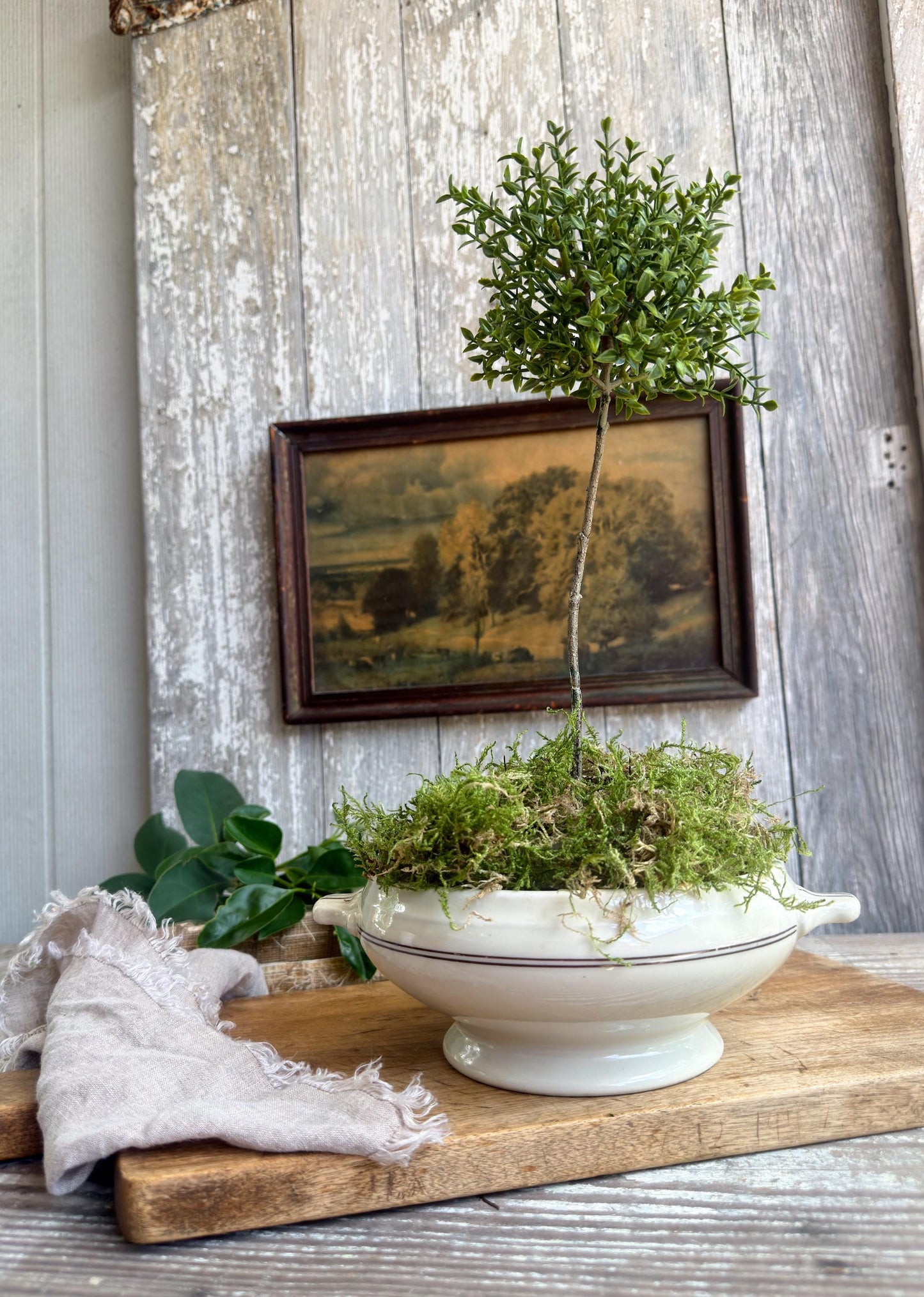 Vintage Ironstone Tureen Bowl, White Compote Serving Dish with Handles, Farmhouse Kitchen Decor