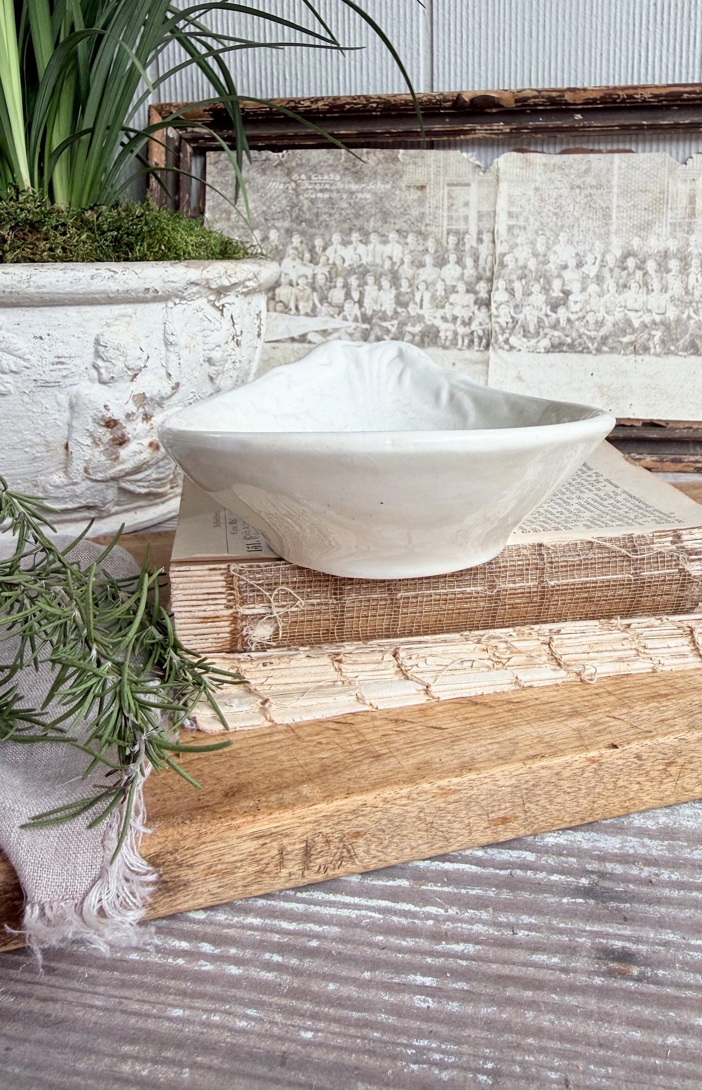 Antique Ironstone Relish Dish, Wm Adams & Sons England, White English Ironstone Serving Dish