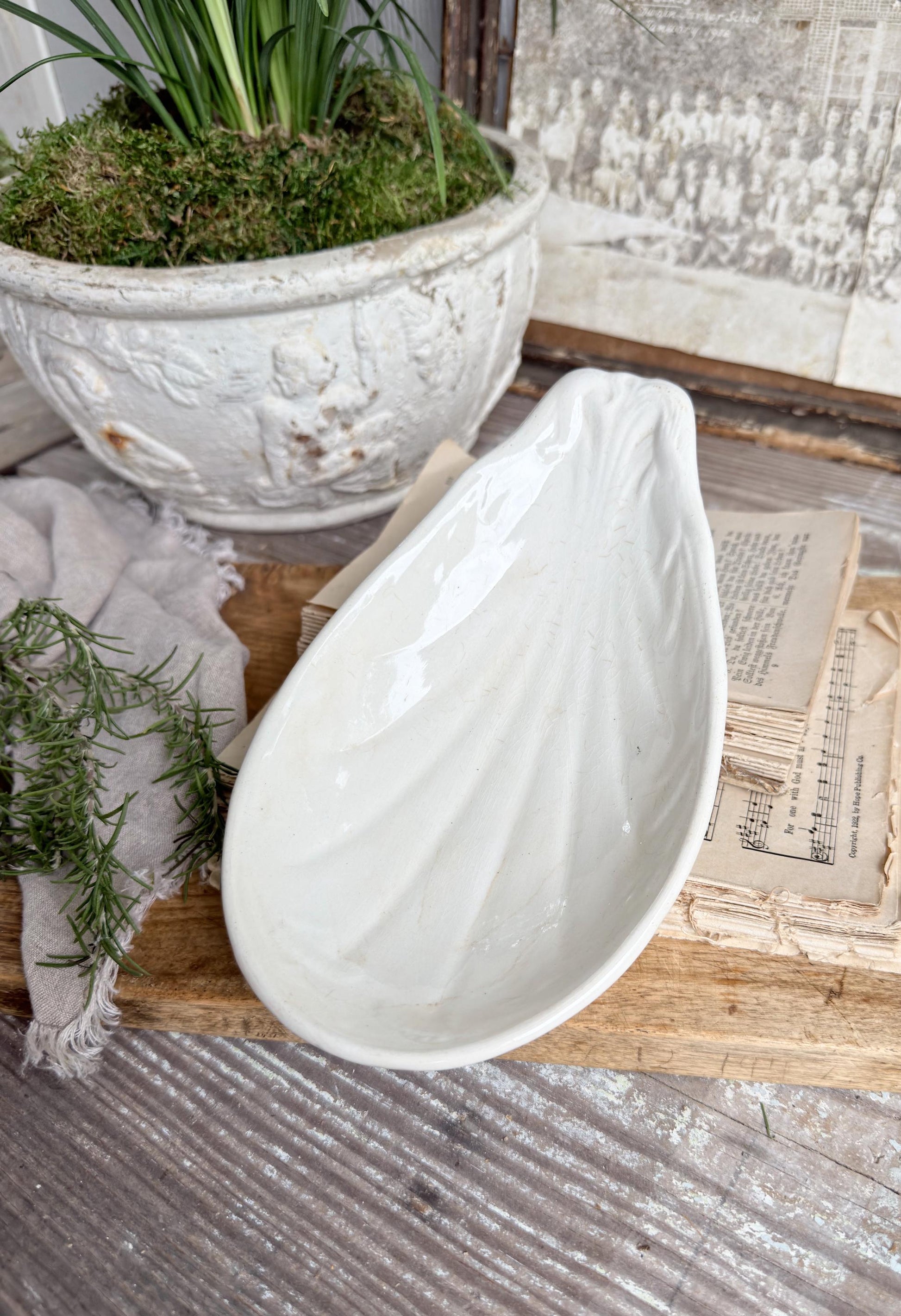 Antique Ironstone Relish Dish, Wm Adams & Sons England, White English Ironstone Serving Dish