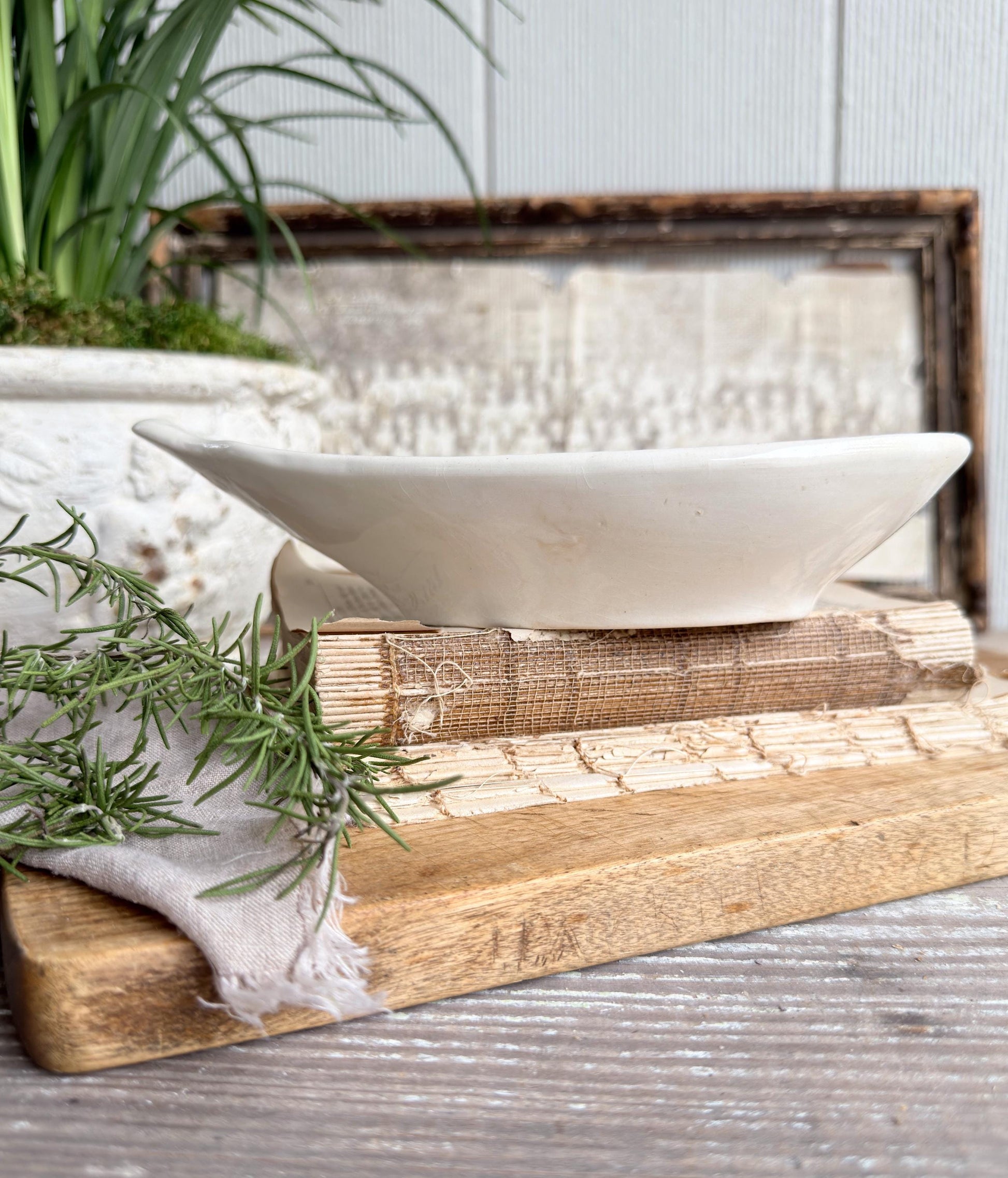 Antique Ironstone Relish Dish, Wm Adams & Sons England, White English Ironstone Serving Dish