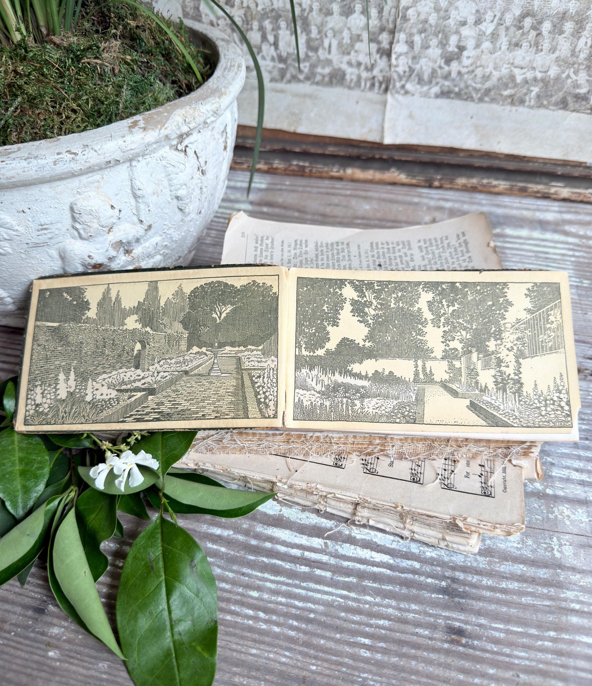 Antique GARDEN FLOWERS of SUMMER Guide Book 1917 Green Farmhouse Decor Ellen Eddy Shaw Pocket Book