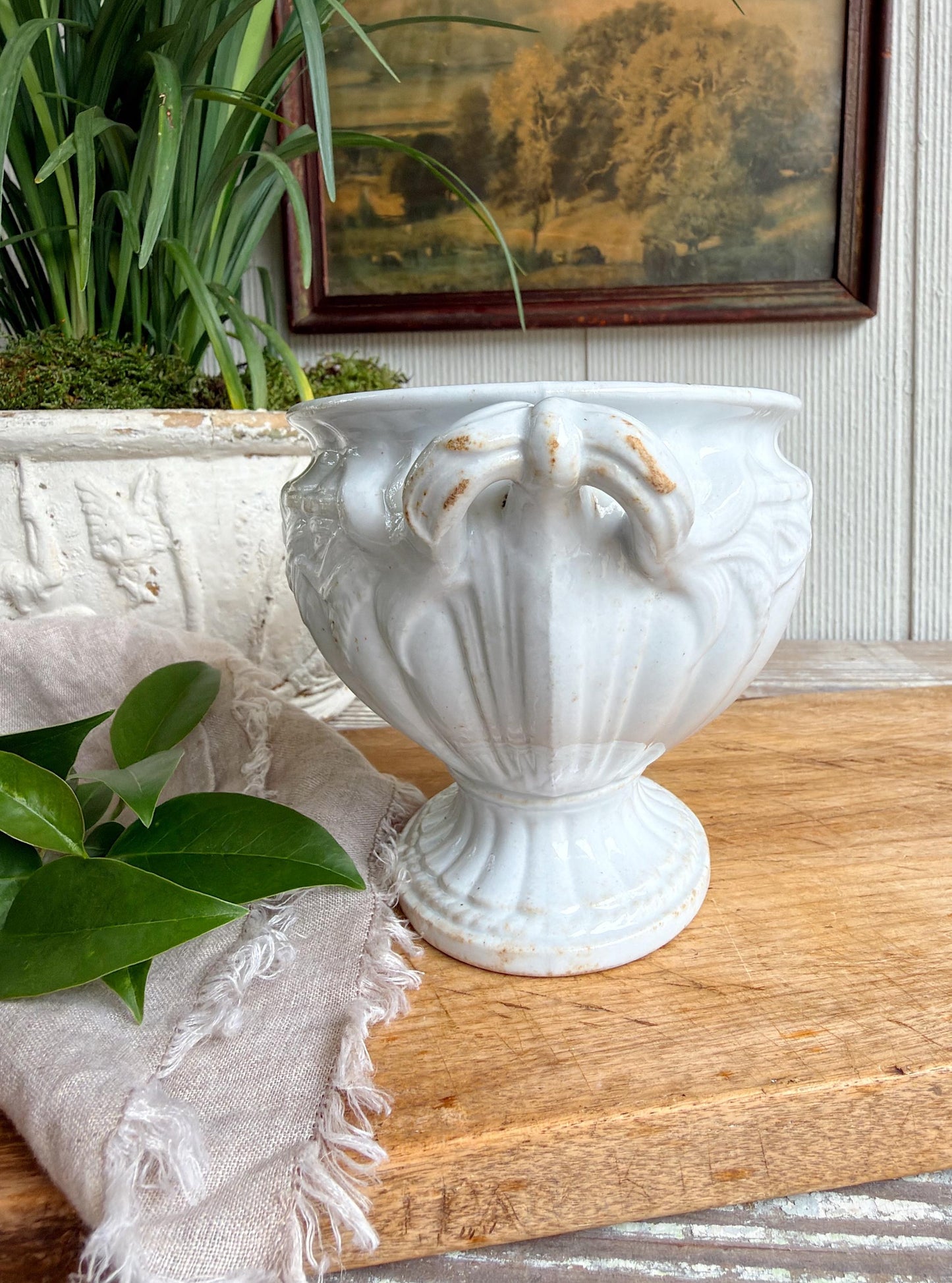 Antique Ironstone Tureen, Compote Bowl, Staffordshire England Elsmore & Forster