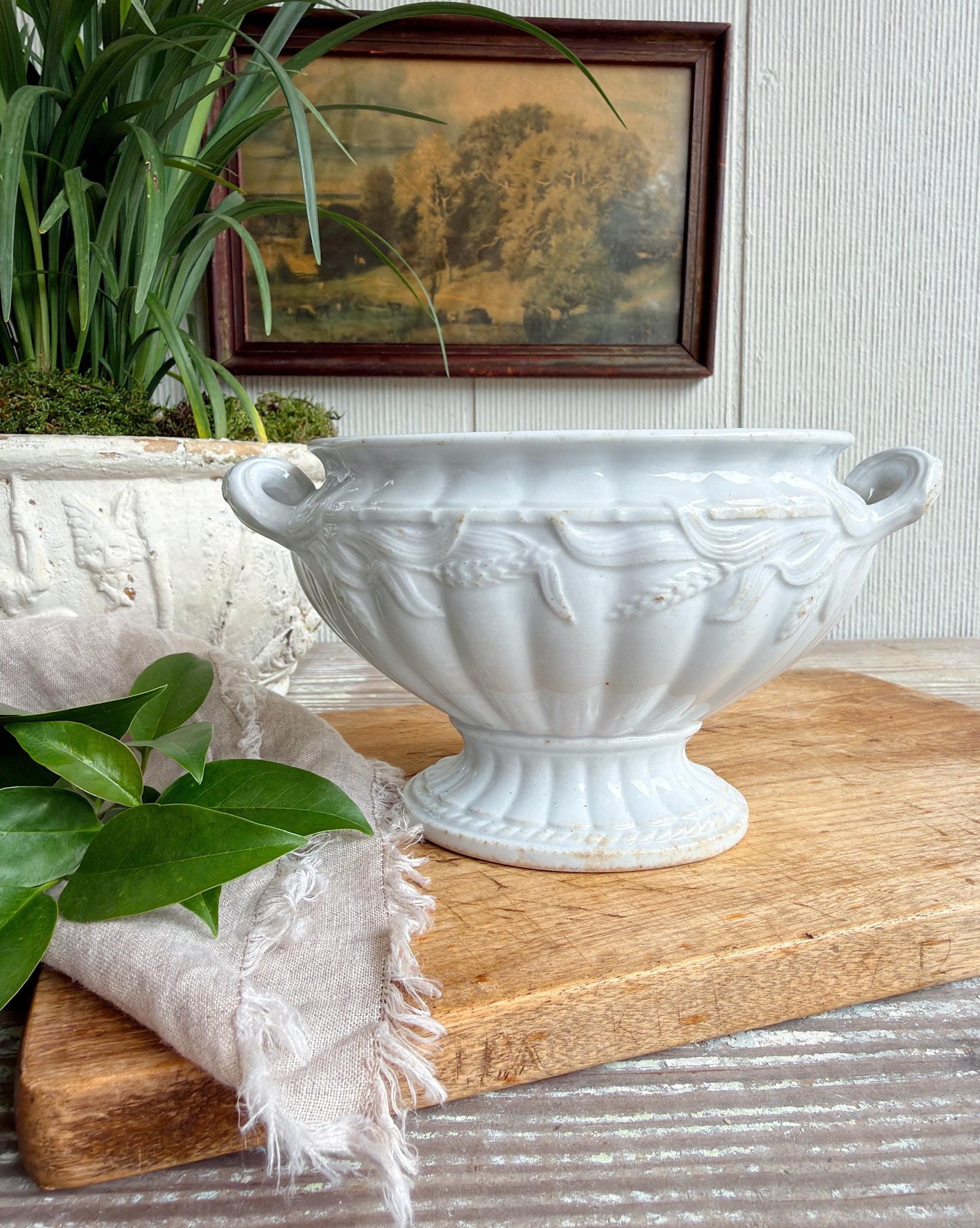 Antique Ironstone Tureen, Compote Bowl, Staffordshire England Elsmore & Forster