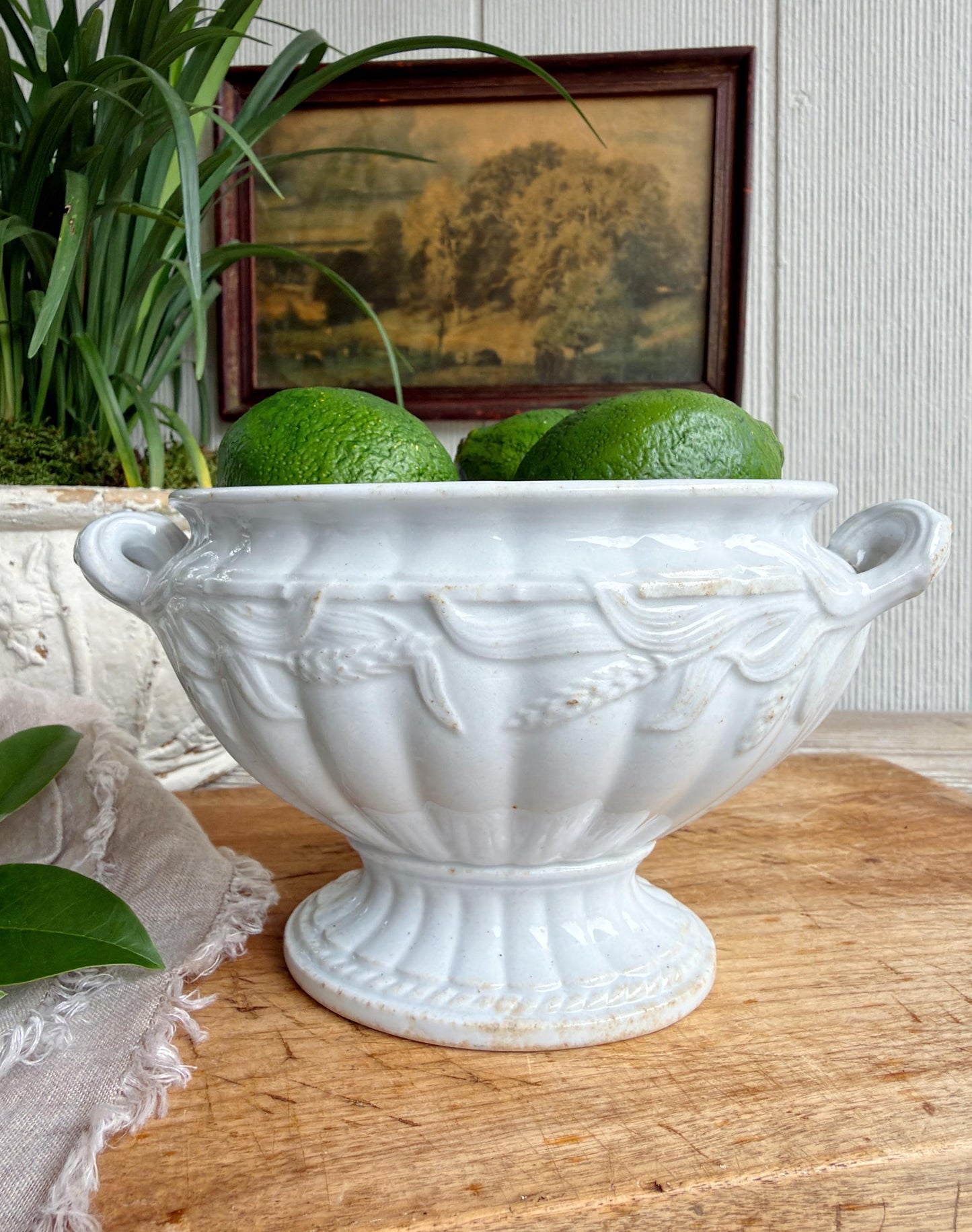 Antique Ironstone Tureen, Compote Bowl, Staffordshire England Elsmore & Forster