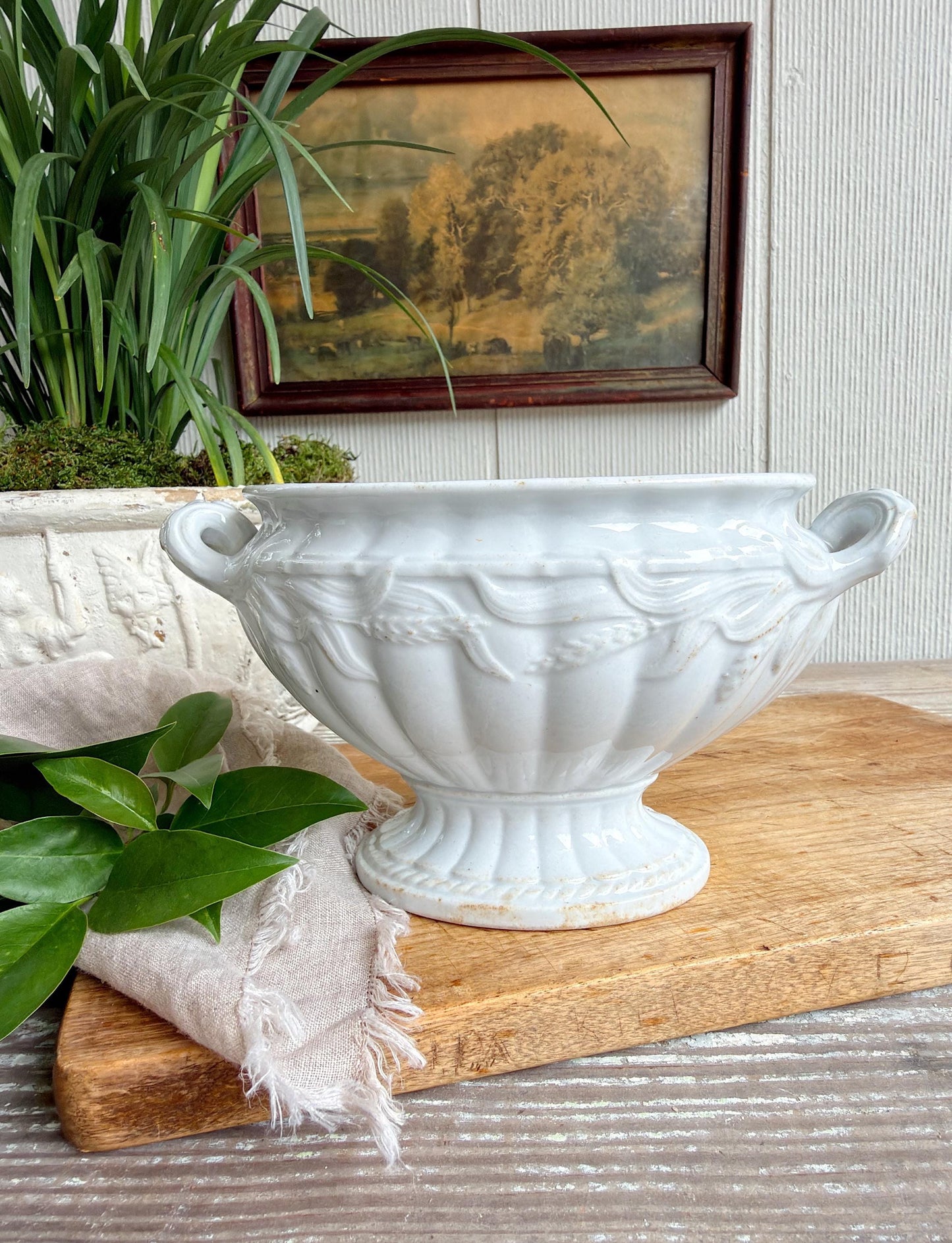 Antique Ironstone Tureen, Compote Bowl, Staffordshire England Elsmore & Forster