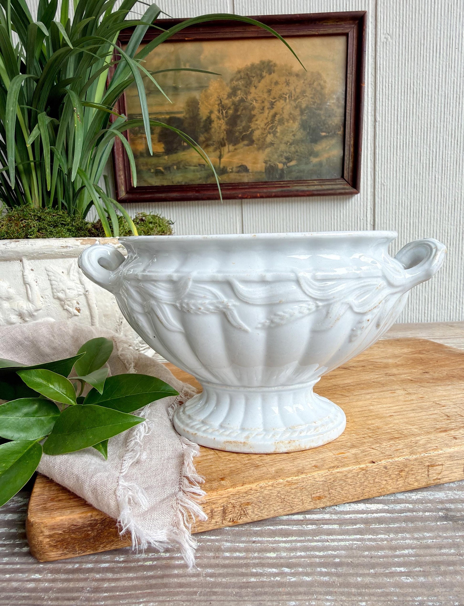 Antique Ironstone Tureen, Compote Bowl, Staffordshire England Elsmore & Forster