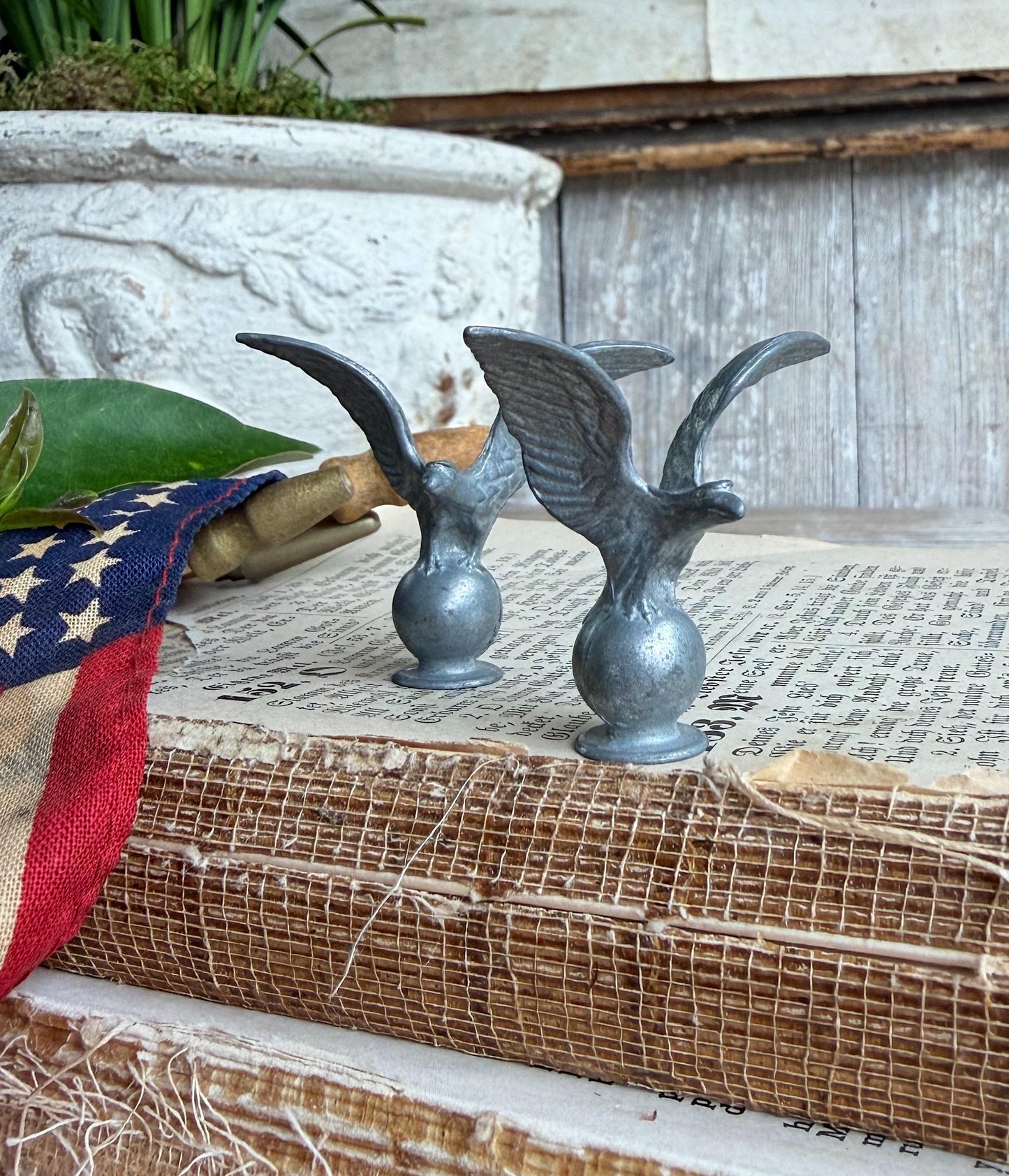 Vintage Cast Metal Eagle Finial, Patriotic Americana Flag Topper, Industrial Salvage