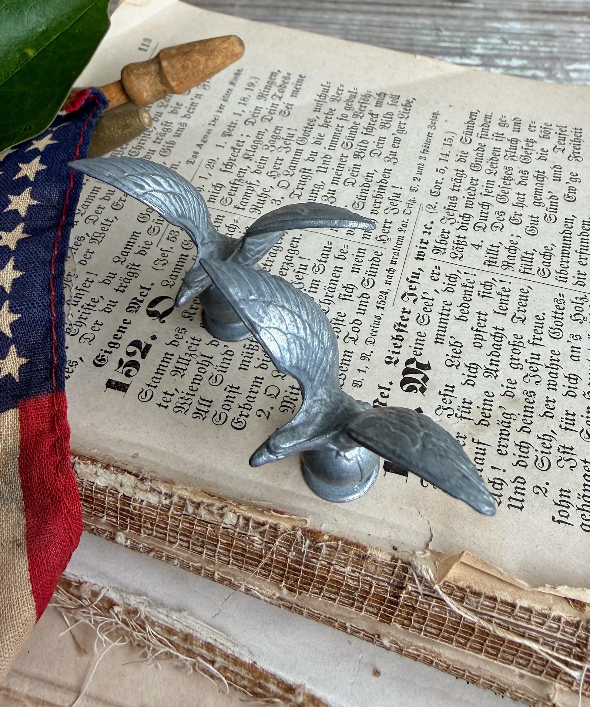 Vintage Cast Metal Eagle Finial, Patriotic Americana Flag Topper, Industrial Salvage