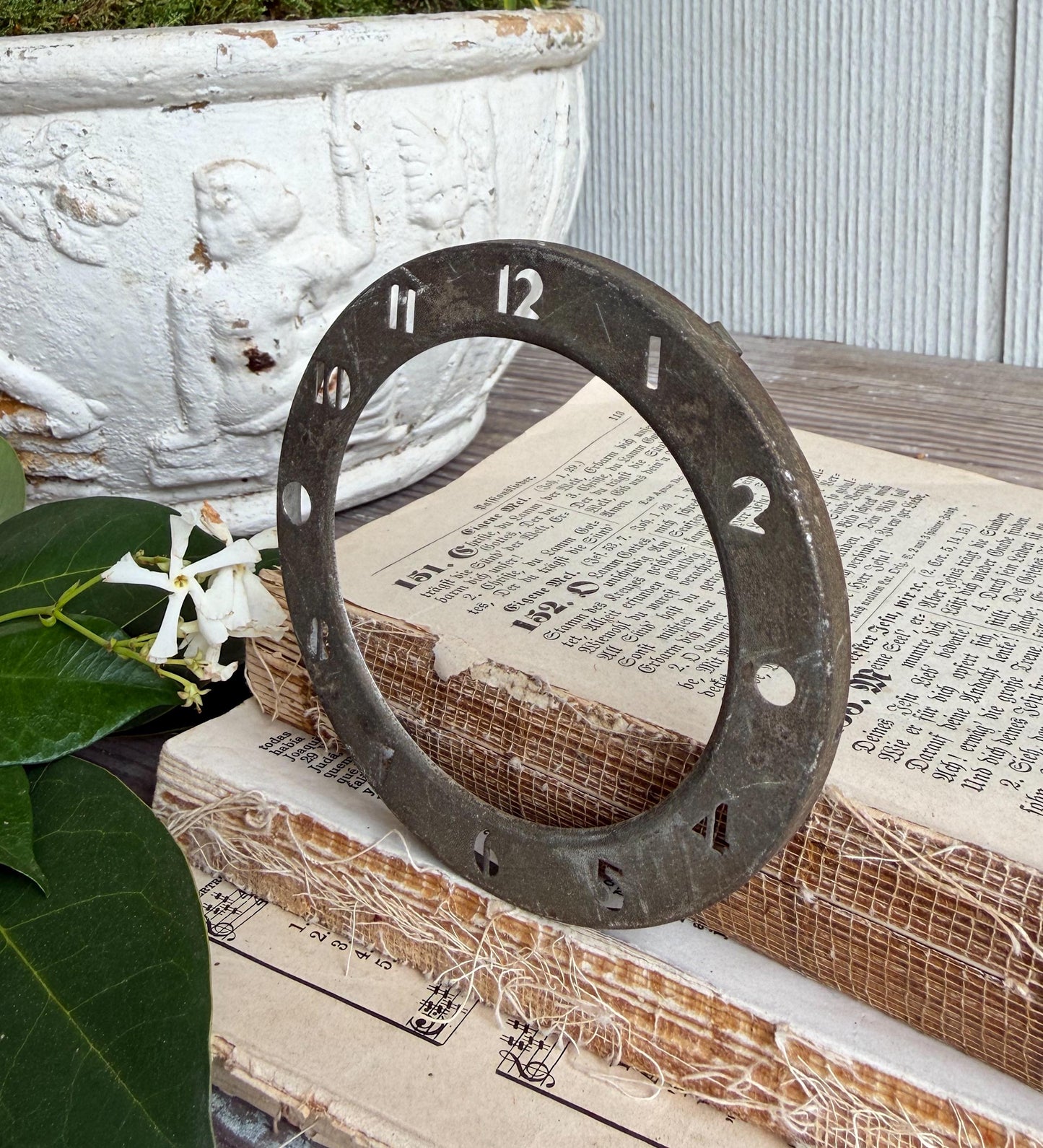 Vintage Metal Clock Dial, Parts,Salvaged Face, Industrial Farmhouse Decor