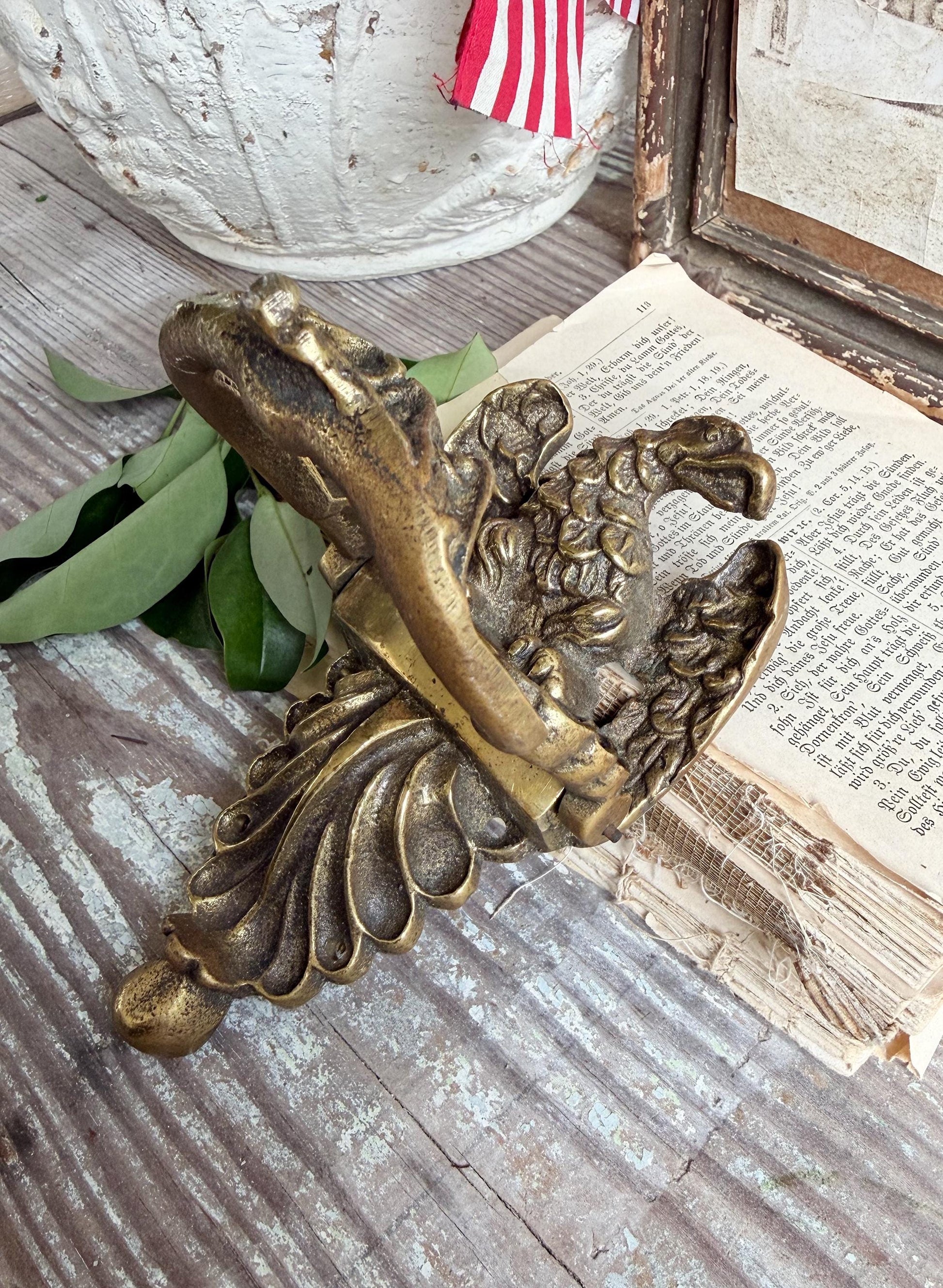 Antique Brass Eagle Door Knocker Federal Americana Vintage Hardware