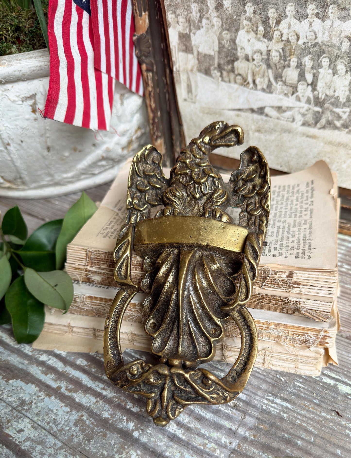 Antique Brass Eagle Door Knocker Federal Americana Vintage Hardware