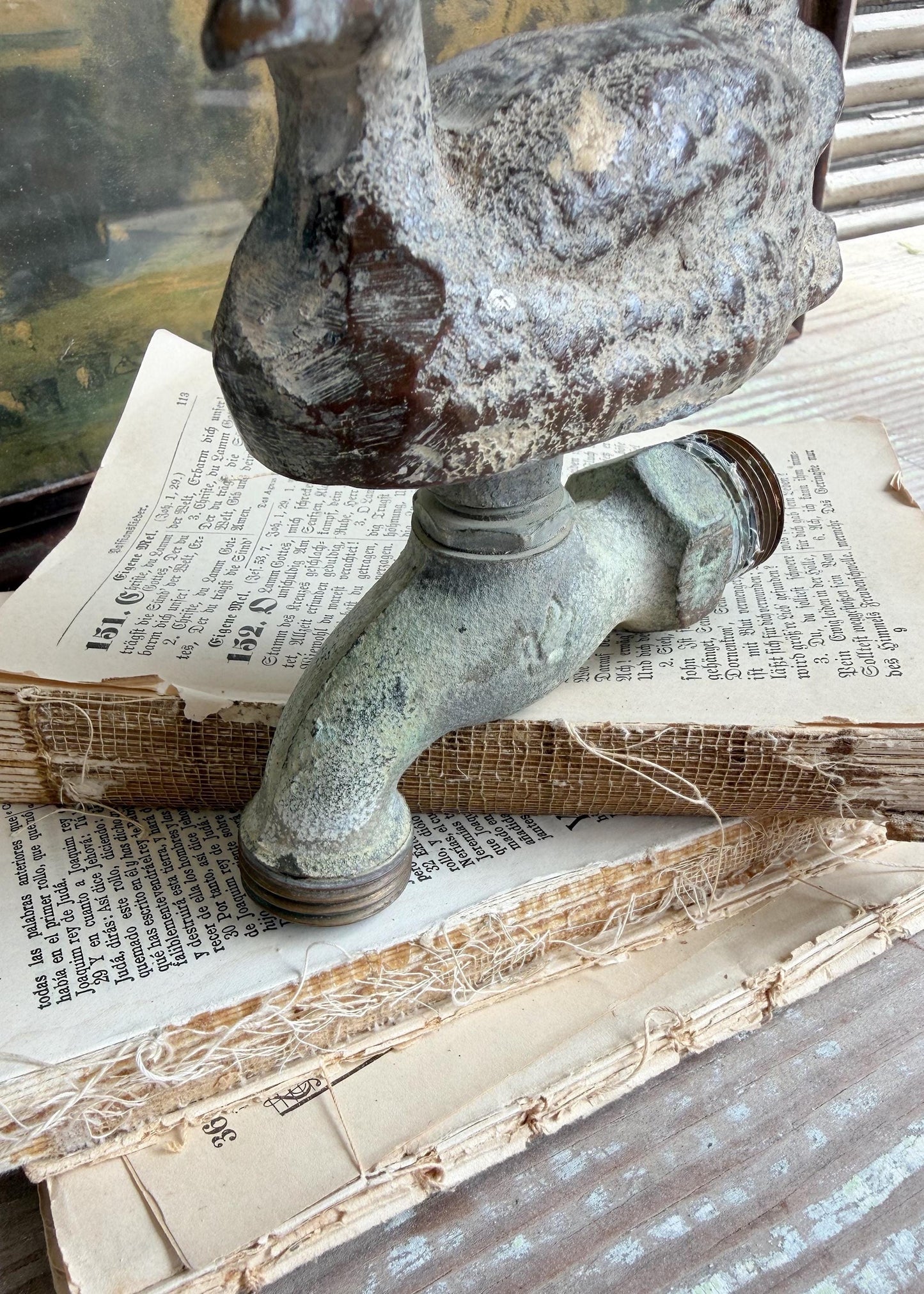 Vintage Cast Iron Duck Faucet, Primitive Garden Spigot Decor