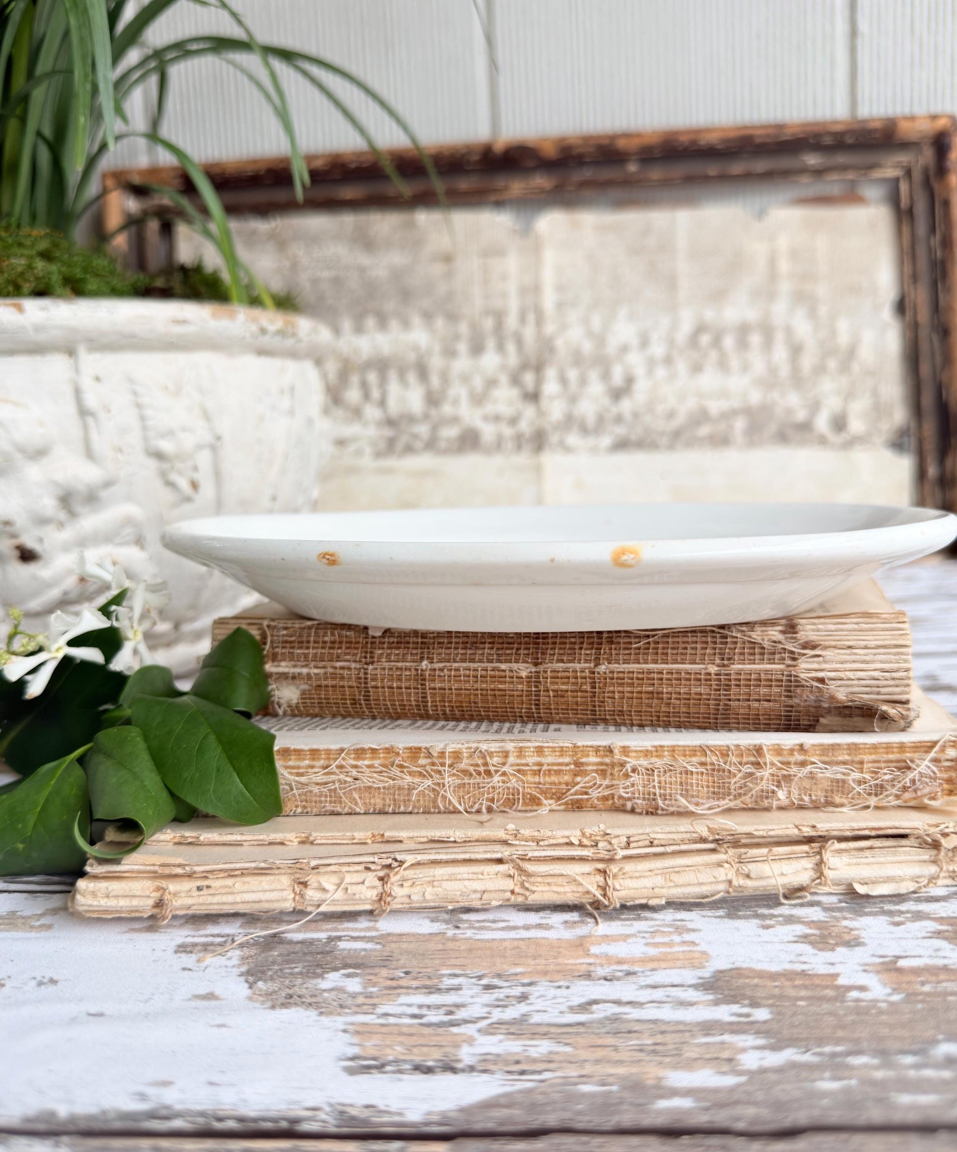 Antique Ironstone Soap Dish Platter Chunky, Farmhouse MADDOCK