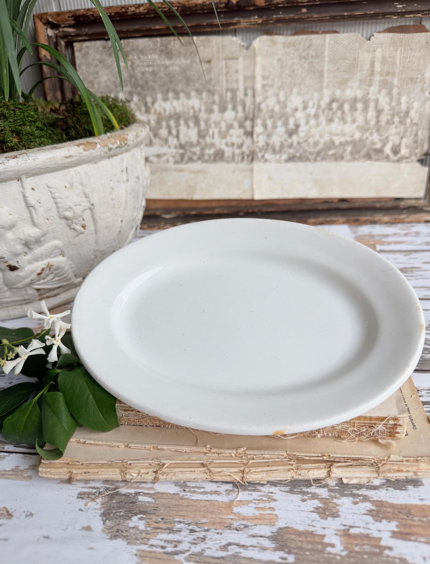 Antique Ironstone Soap Dish Platter Chunky, Farmhouse MADDOCK