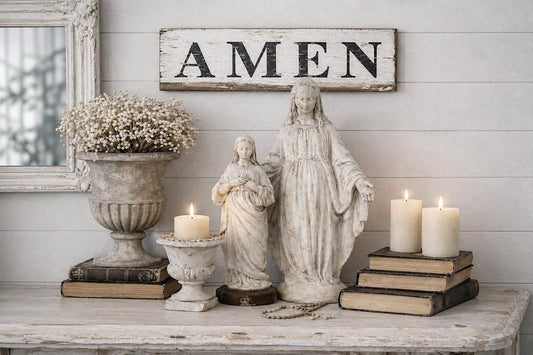 AMEN Sign, White Chippy Paint, Salvaged Barn Wood