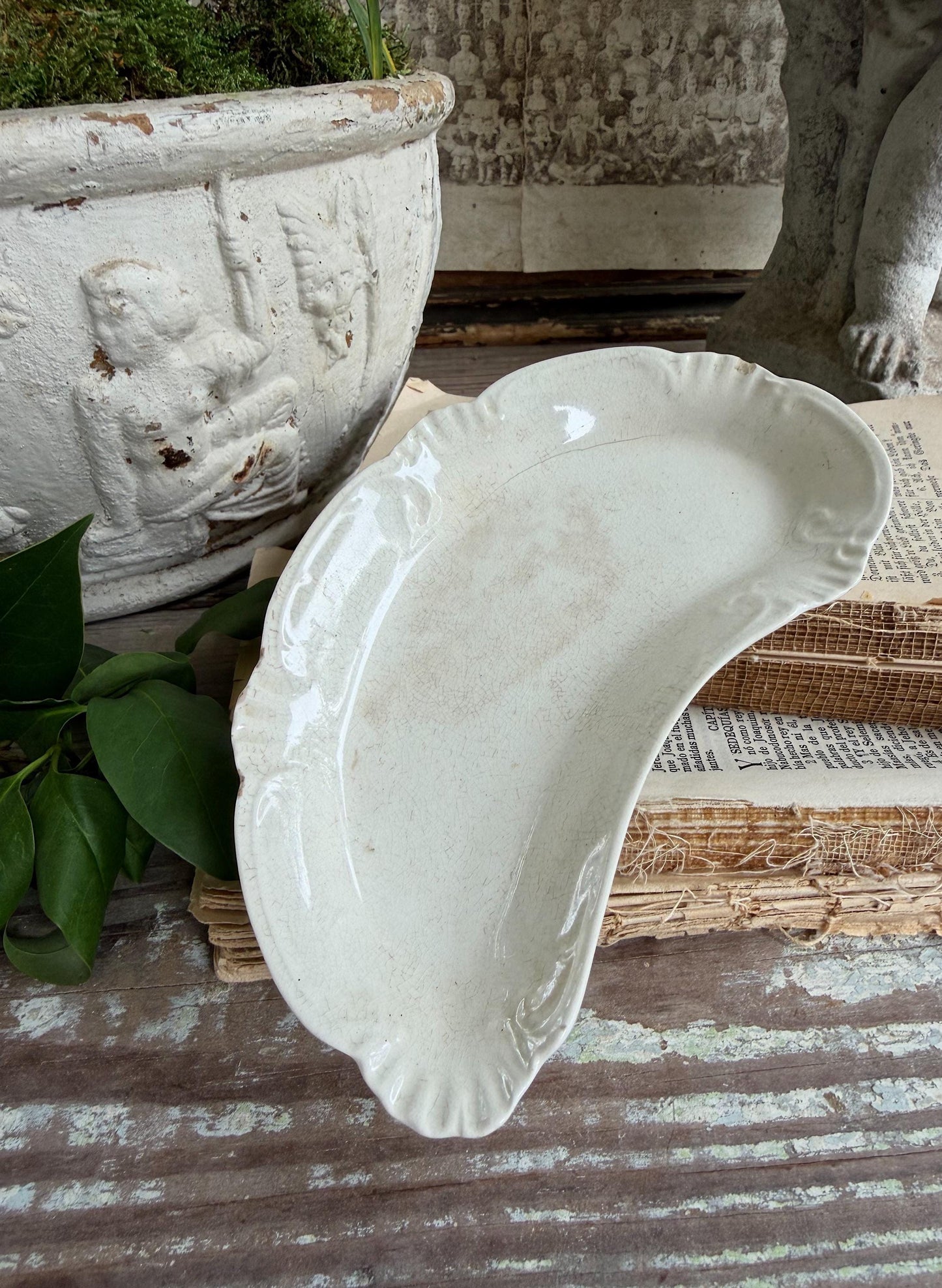 Antique Ironstone Bone Dish – English Soap Dish, Trinket Tray, Farmhouse Bathroom Decor Meakin