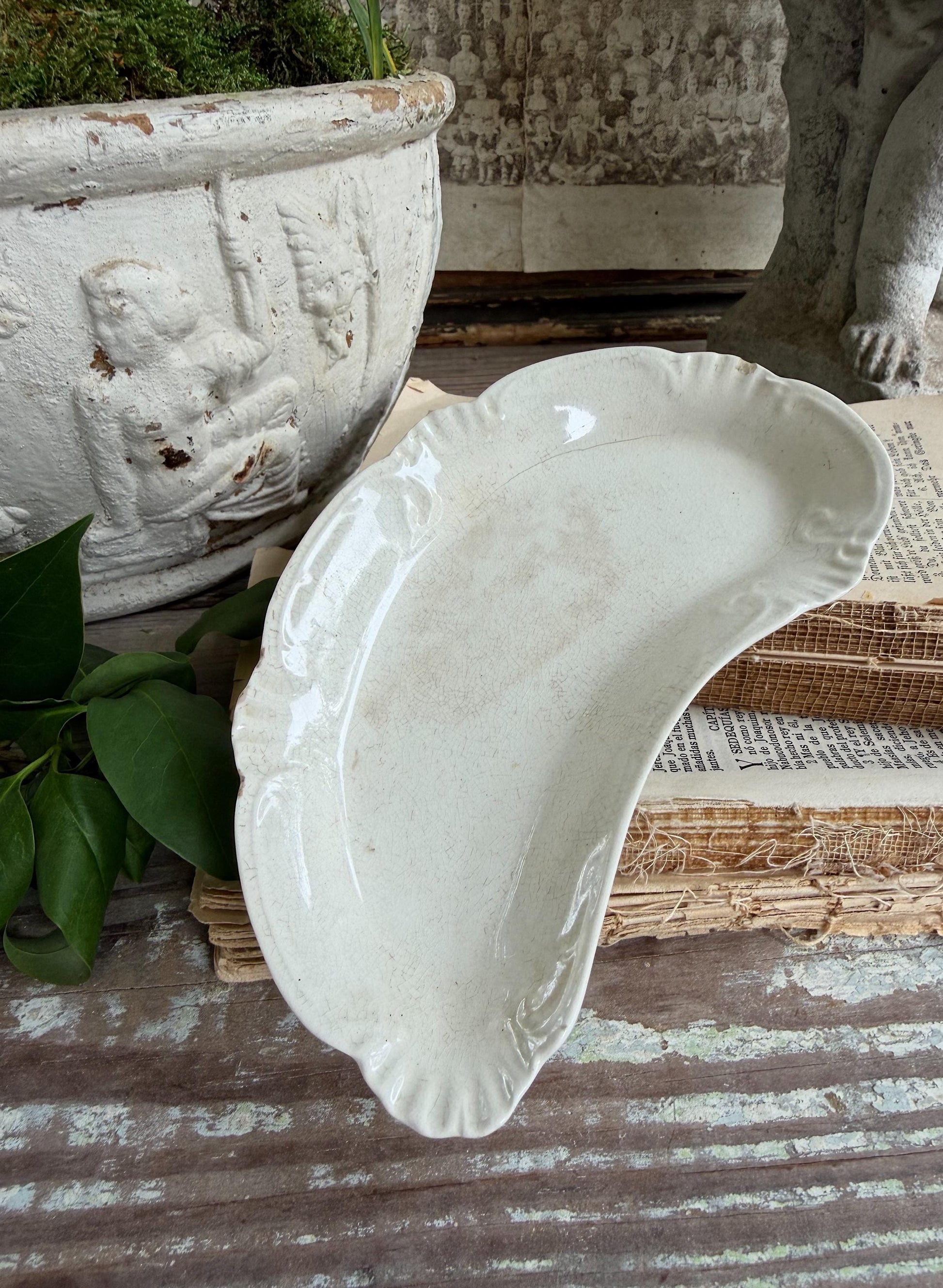 Antique Ironstone Bone Dish – English Soap Dish, Trinket Tray, Farmhouse Bathroom Decor Meakin