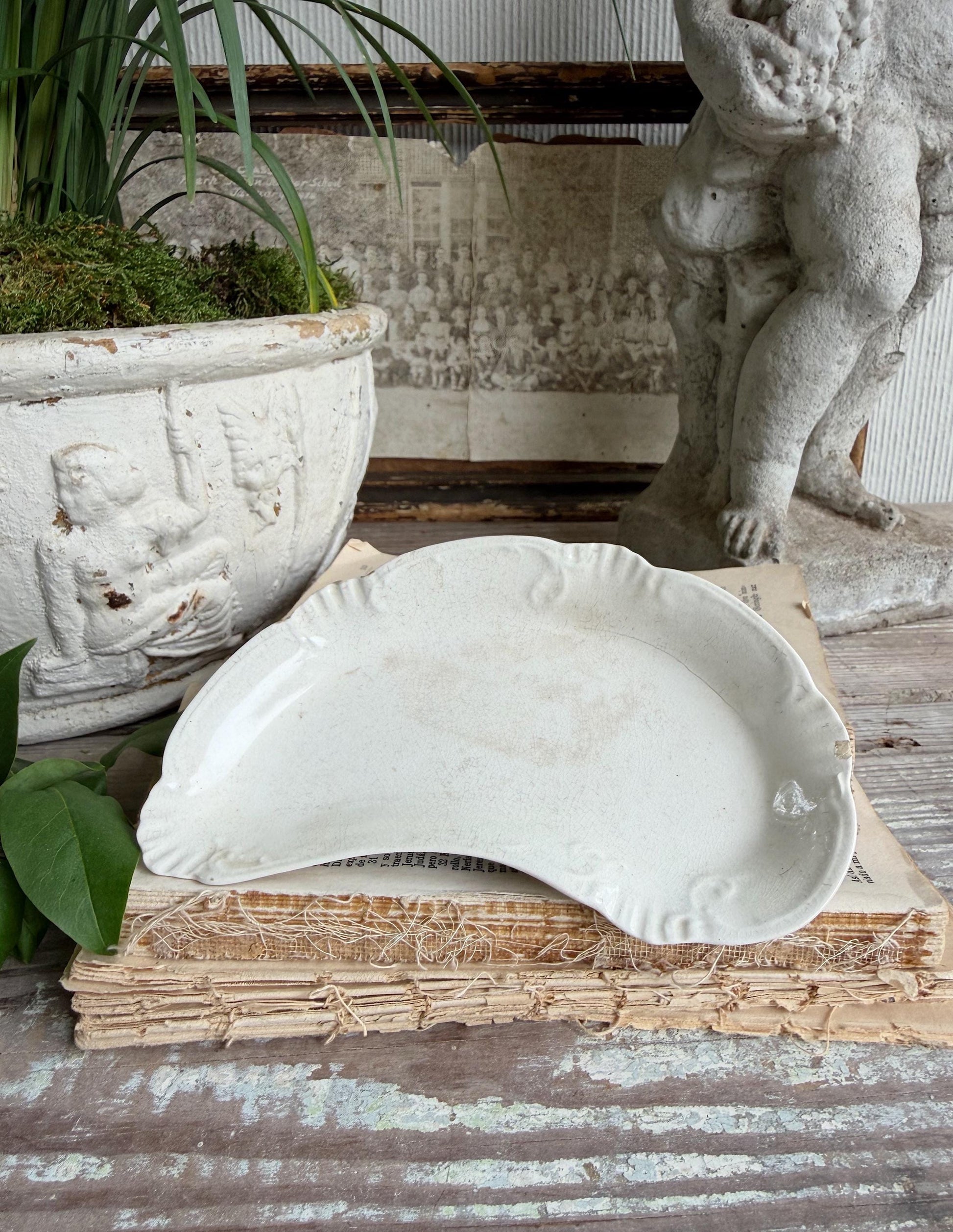 Antique Ironstone Bone Dish – English Soap Dish, Trinket Tray, Farmhouse Bathroom Decor Meakin